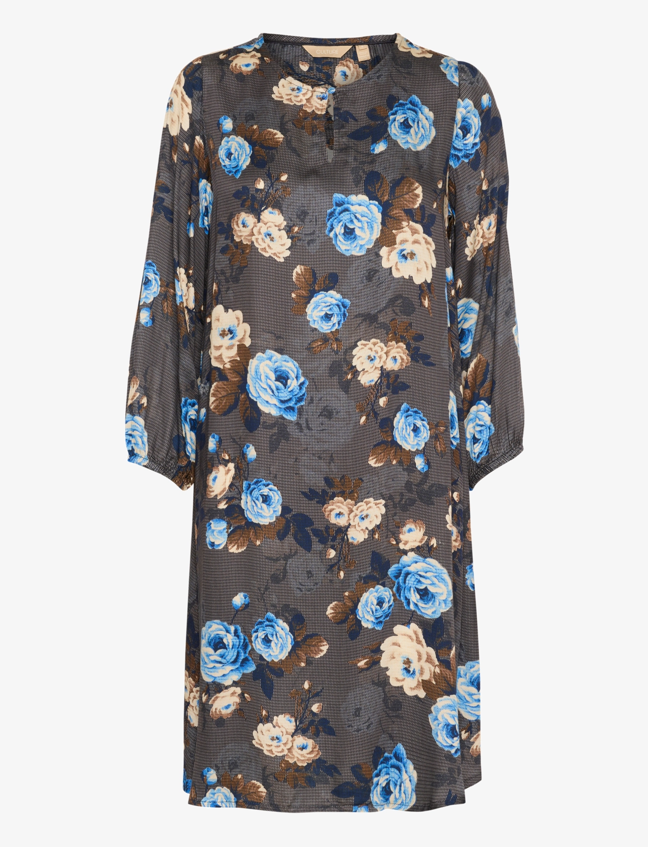 Culture CUkimly Dittemarie Short Dress - Kleidid - GREY/BLUE FLOWER / grey