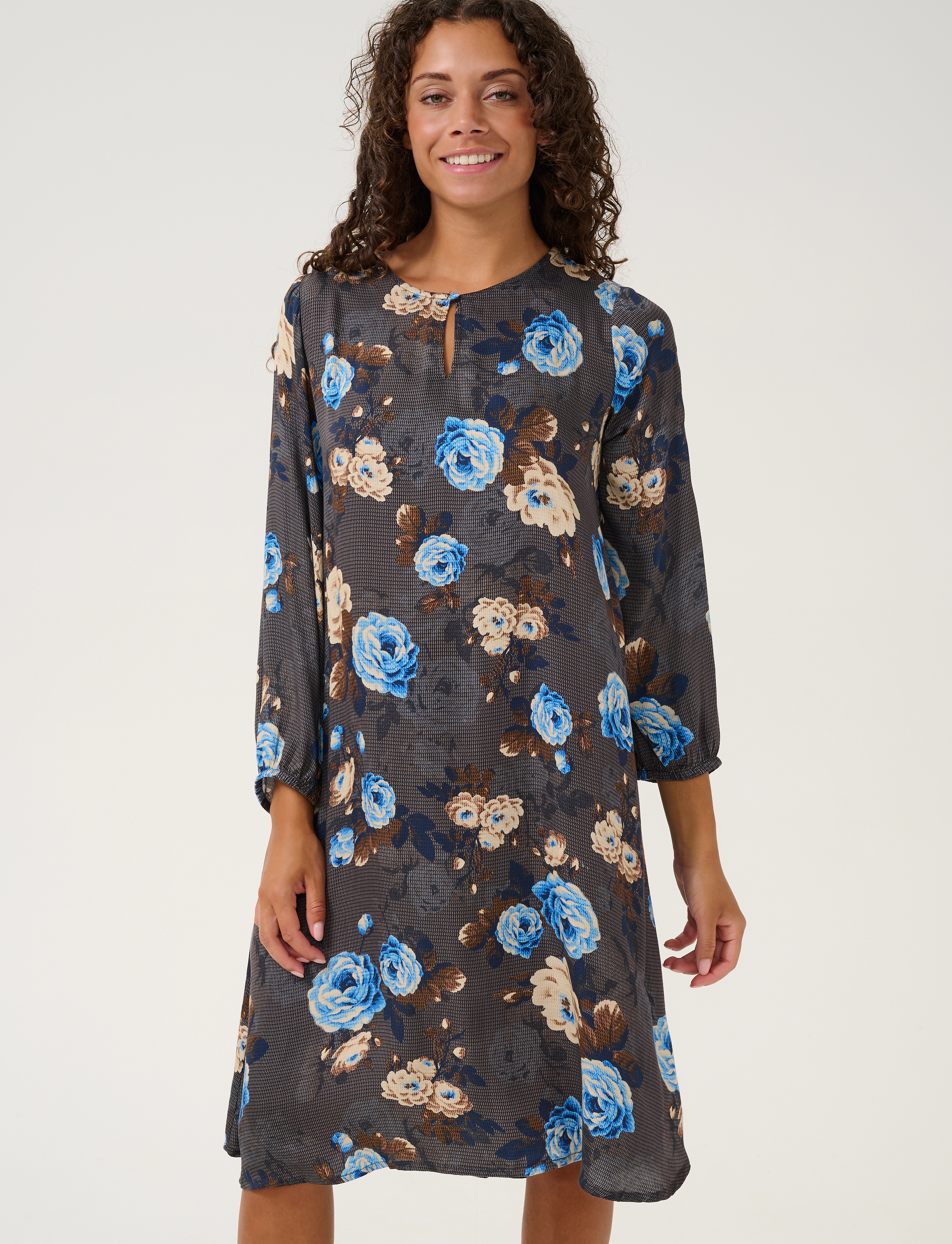Culture CUkimly Dittemarie Short Dress - Kjoler - GREY/BLUE FLOWER / grey
