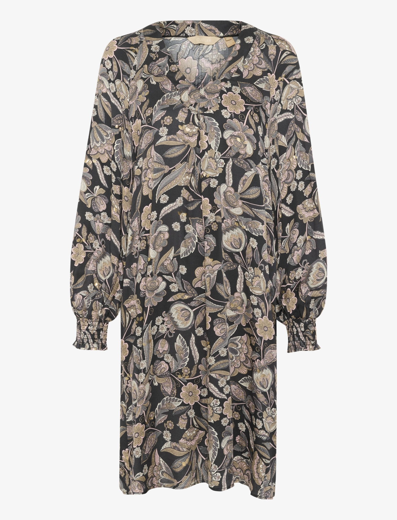 Culture CUibi Dittemarie Short Dress - Tøj - GREY FLOWER W/FOIL / multi