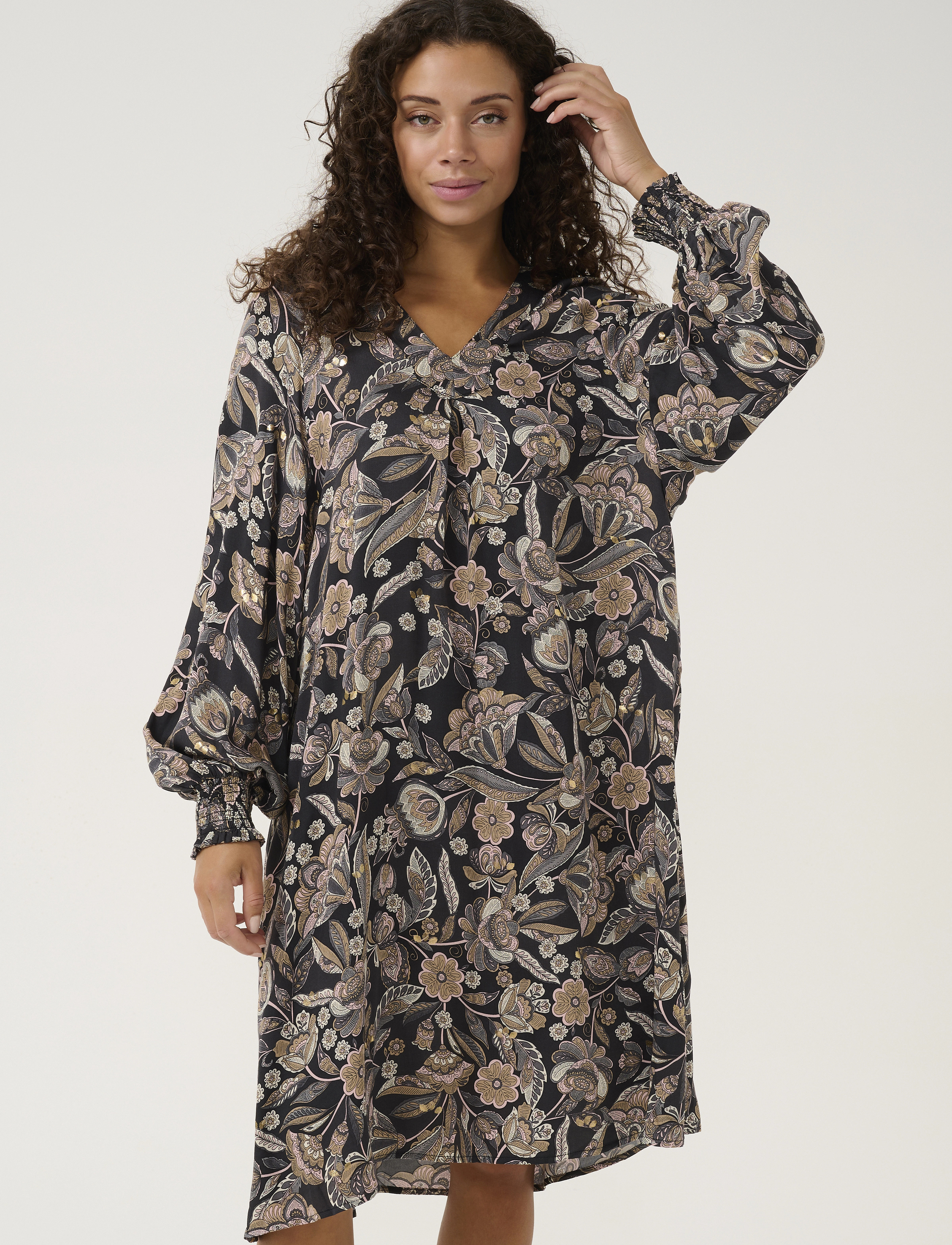 Culture CUibi Dittemarie Short Dress - Kjoler - GREY FLOWER W/FOIL / multi