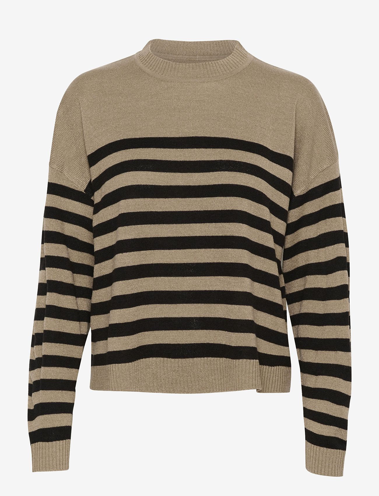 Culture - CUbay Pullover - efterårstøj - sand/black stripe - 0