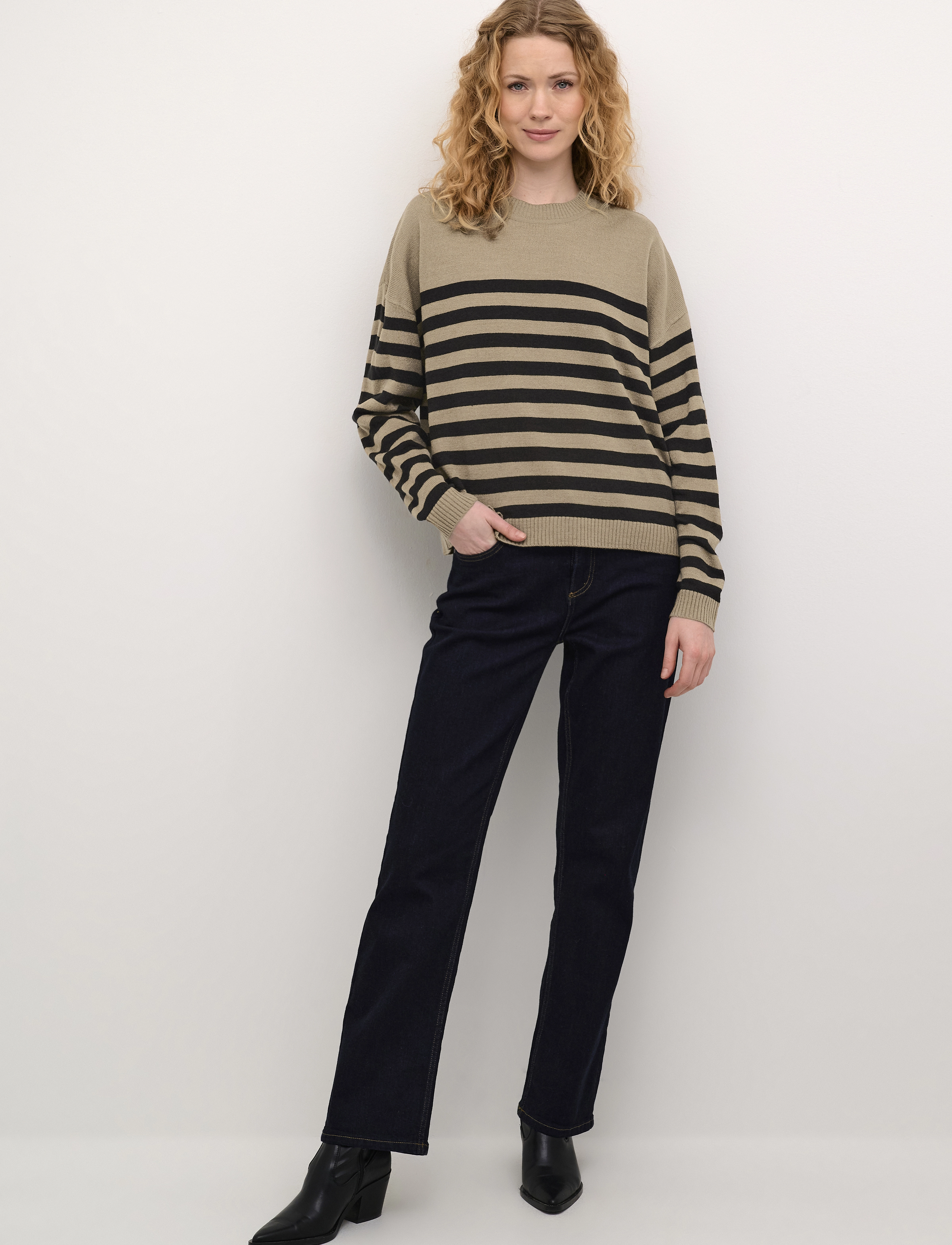 Culture - CUbay Pullover - džemprid - sand/black stripe - 3