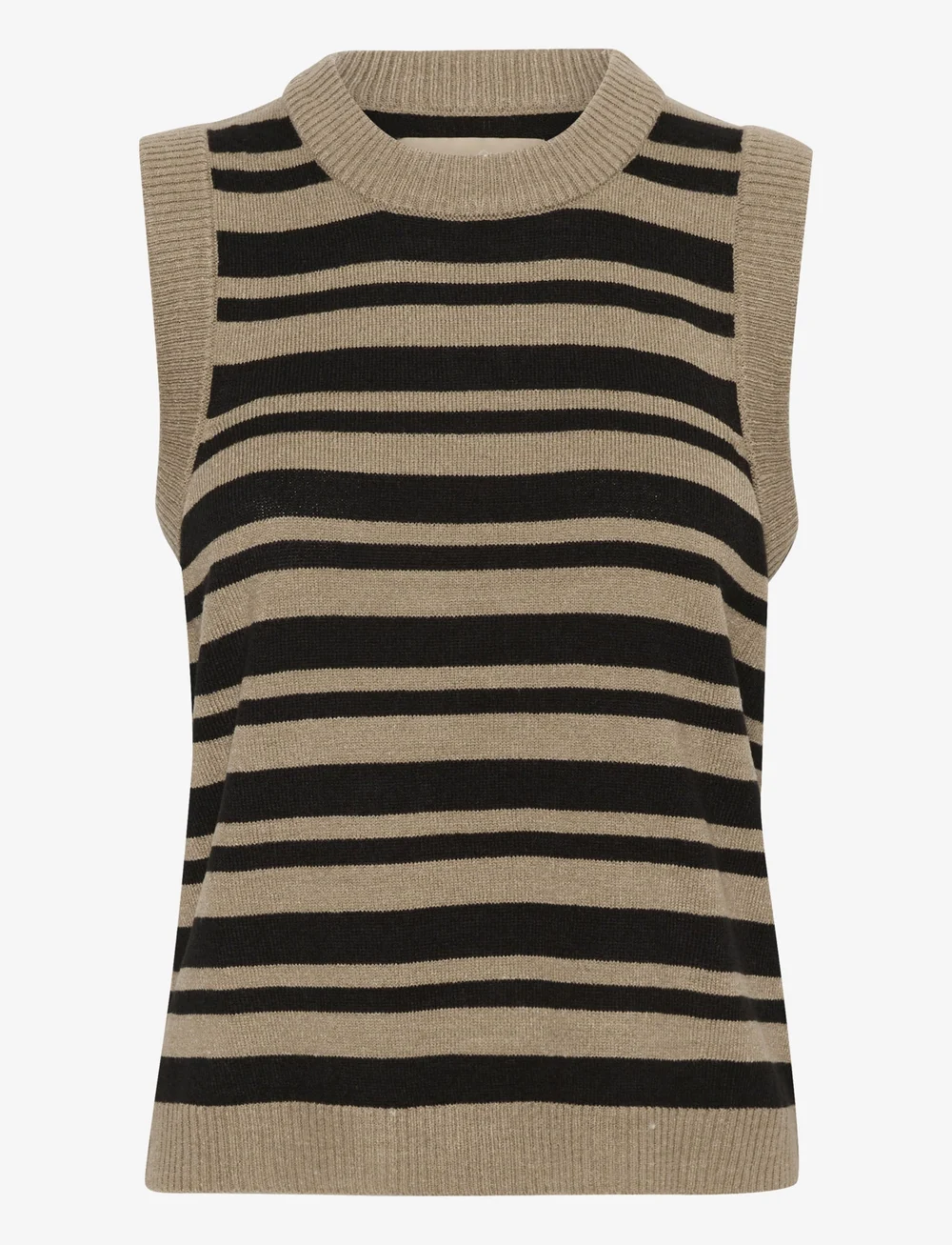 Culture - CUbay Vest - stickade västar - sand/black stripe - 1