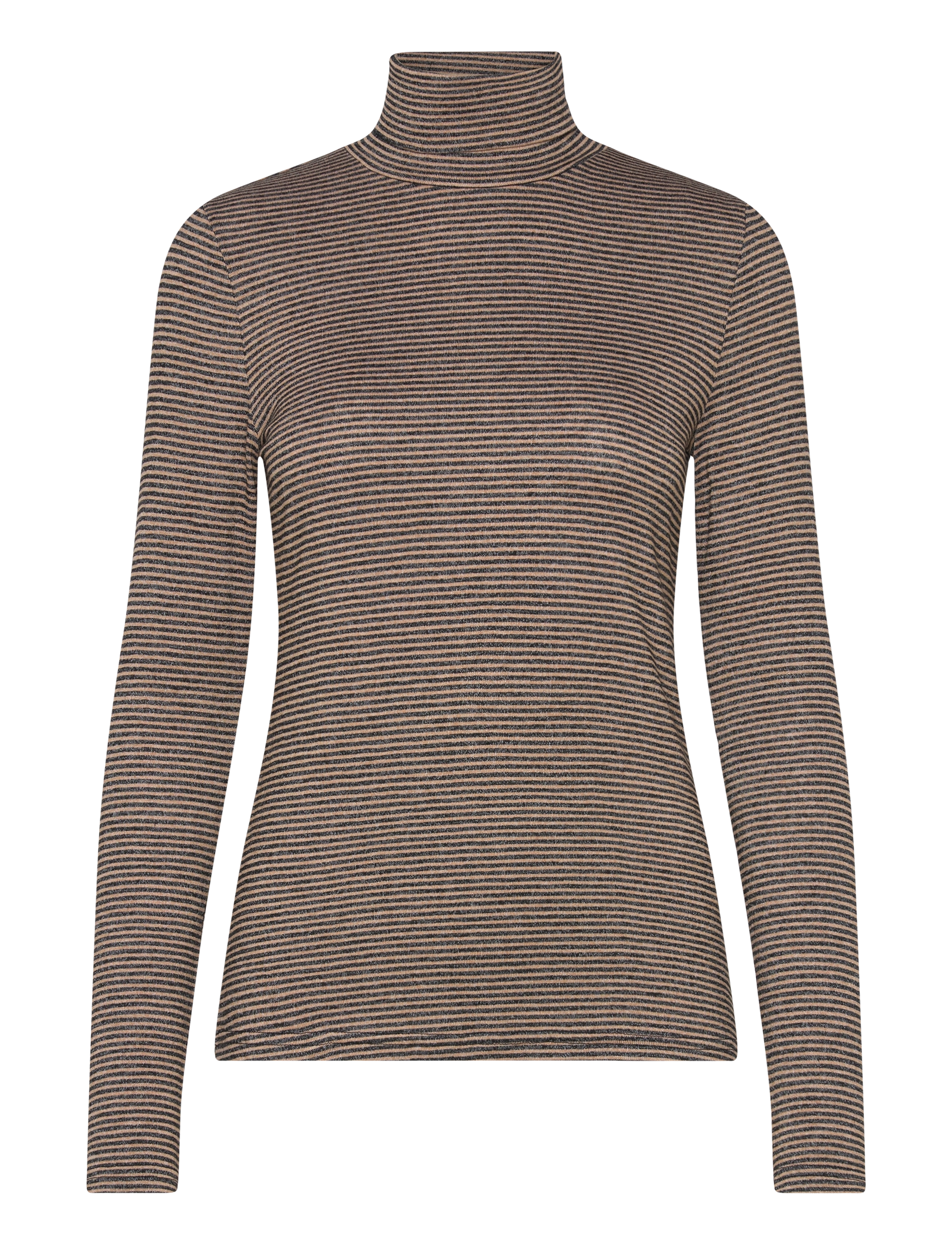 Culture CUalexandra Jersey Rollneck - T-shirts & tops - TIMBER WOLF / BLACK STRIPE / brown