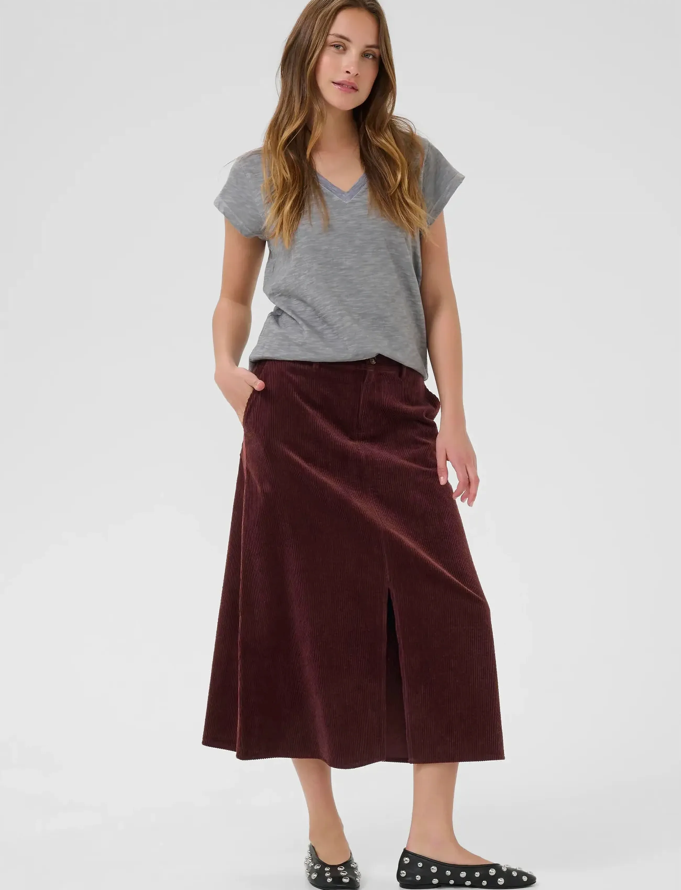 Culture - CUklay Skirt - midi nederdele - bitter chocolate - 3