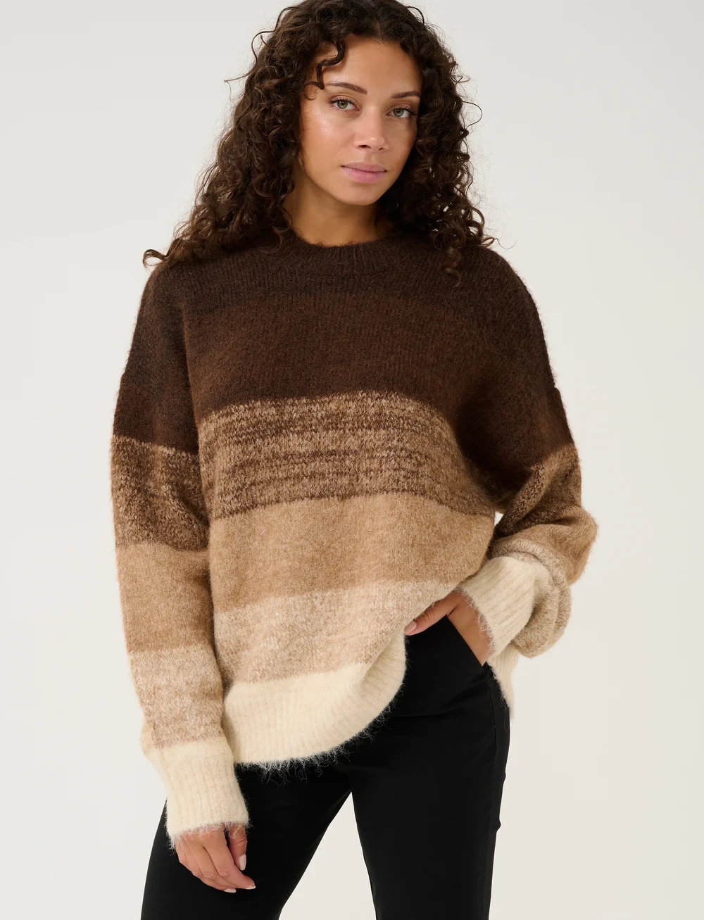 Culture - CUgola O-neck Pullover - striktrøjer - brown mix - 0