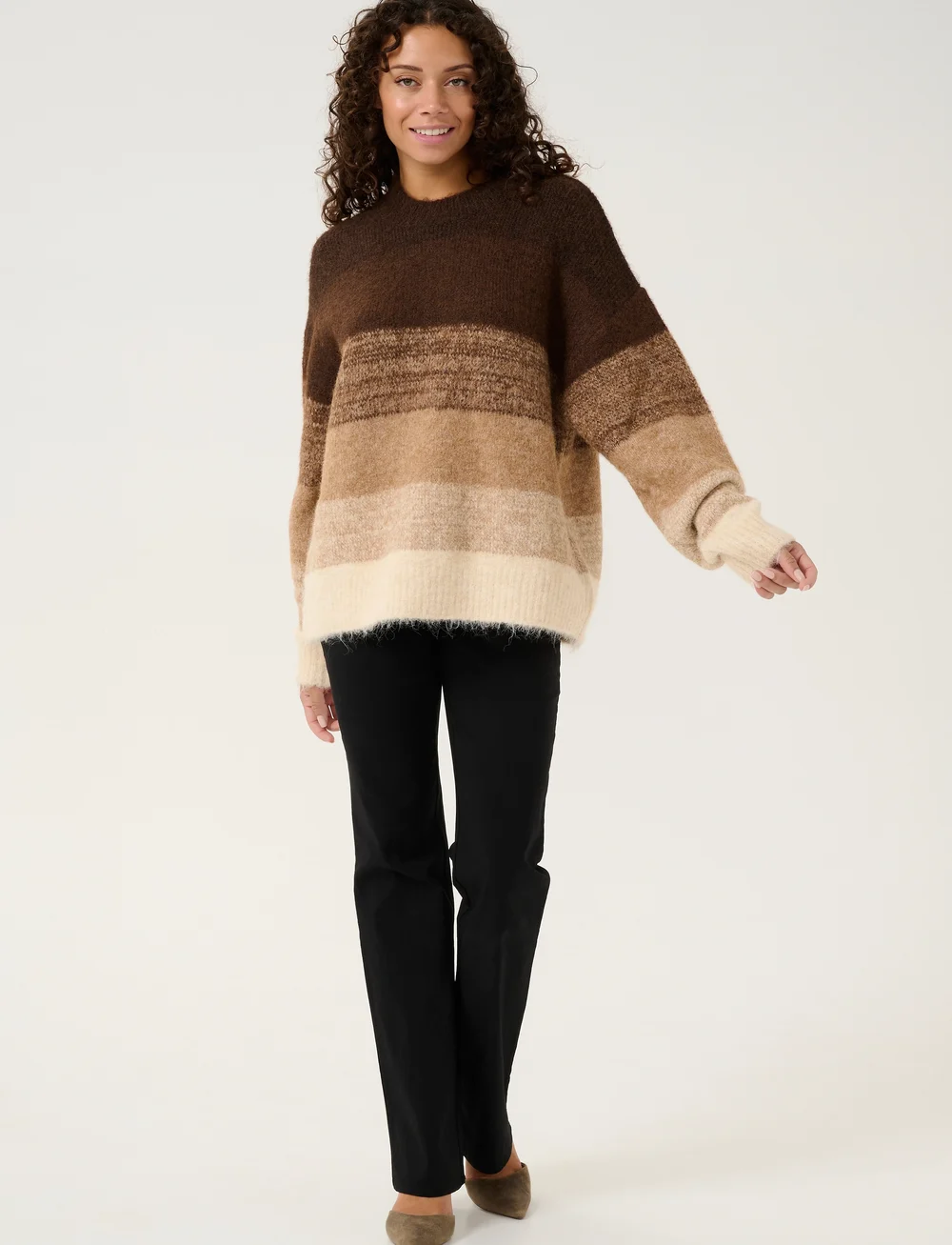 Culture - CUgola O-neck Pullover - striktrøjer - brown mix - 3