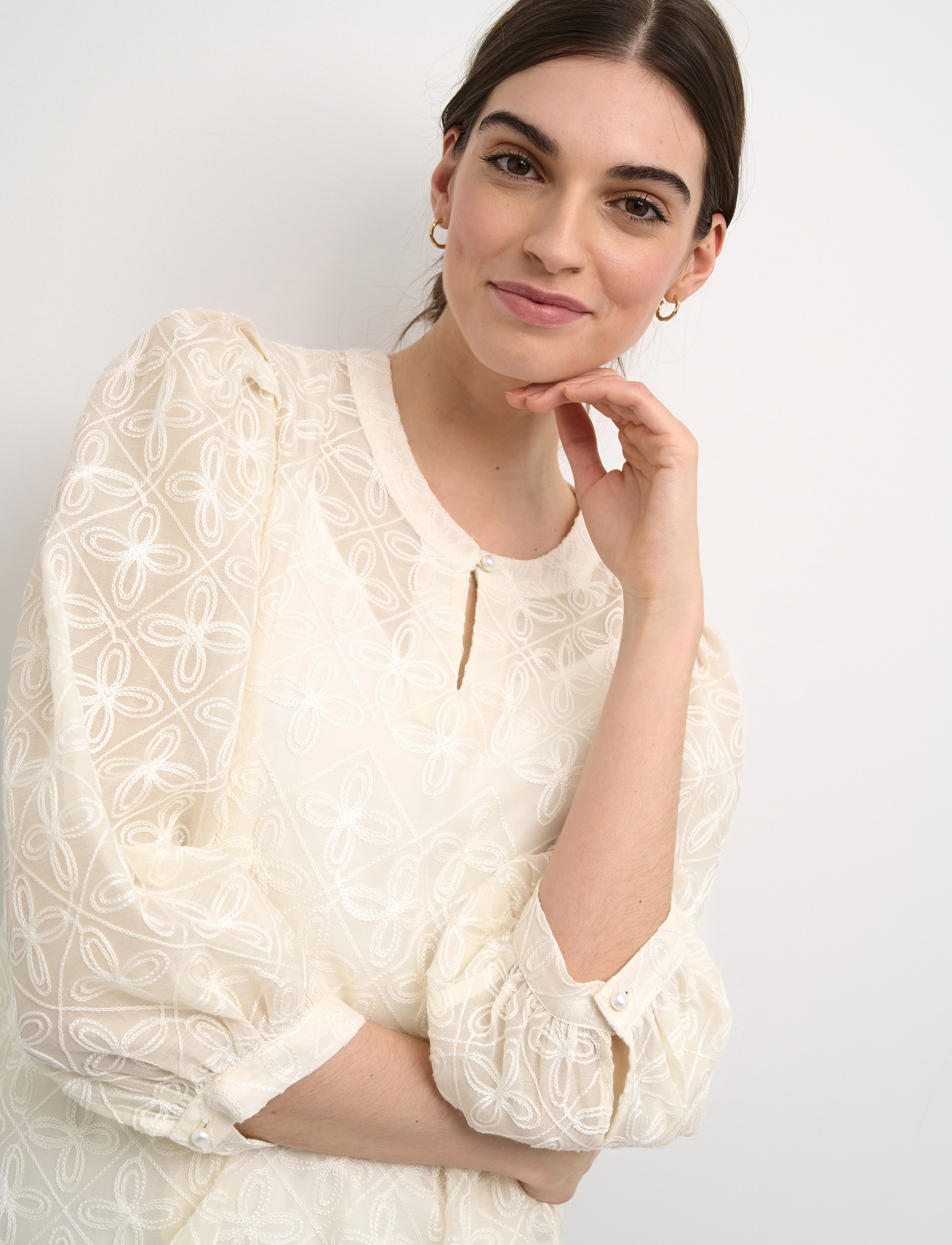 Culture - CUannasofie Blouse - langærmede bluser - whitecap - 5