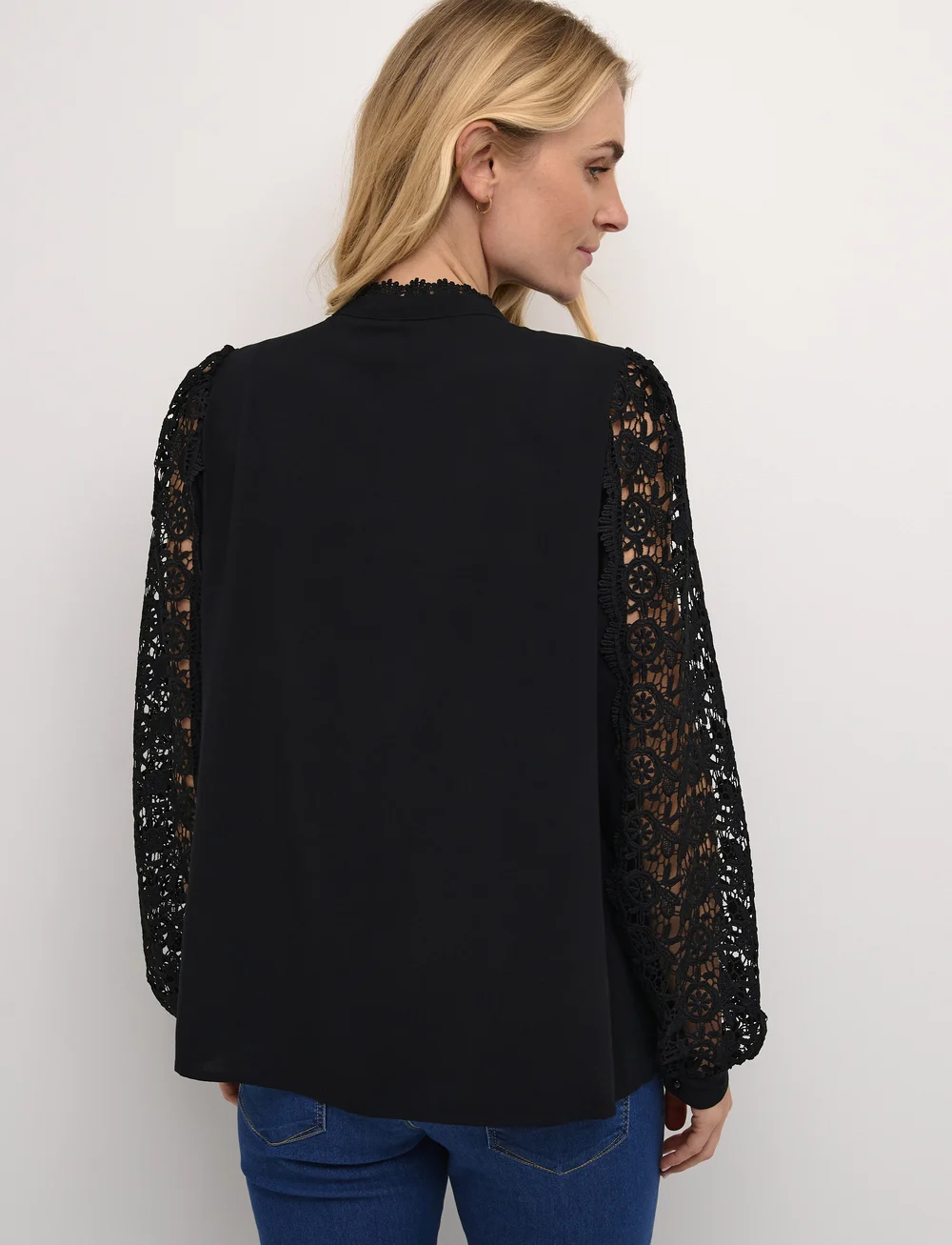 Culture - CUbenton lace Shirt - långärmade blusar - black - 4
