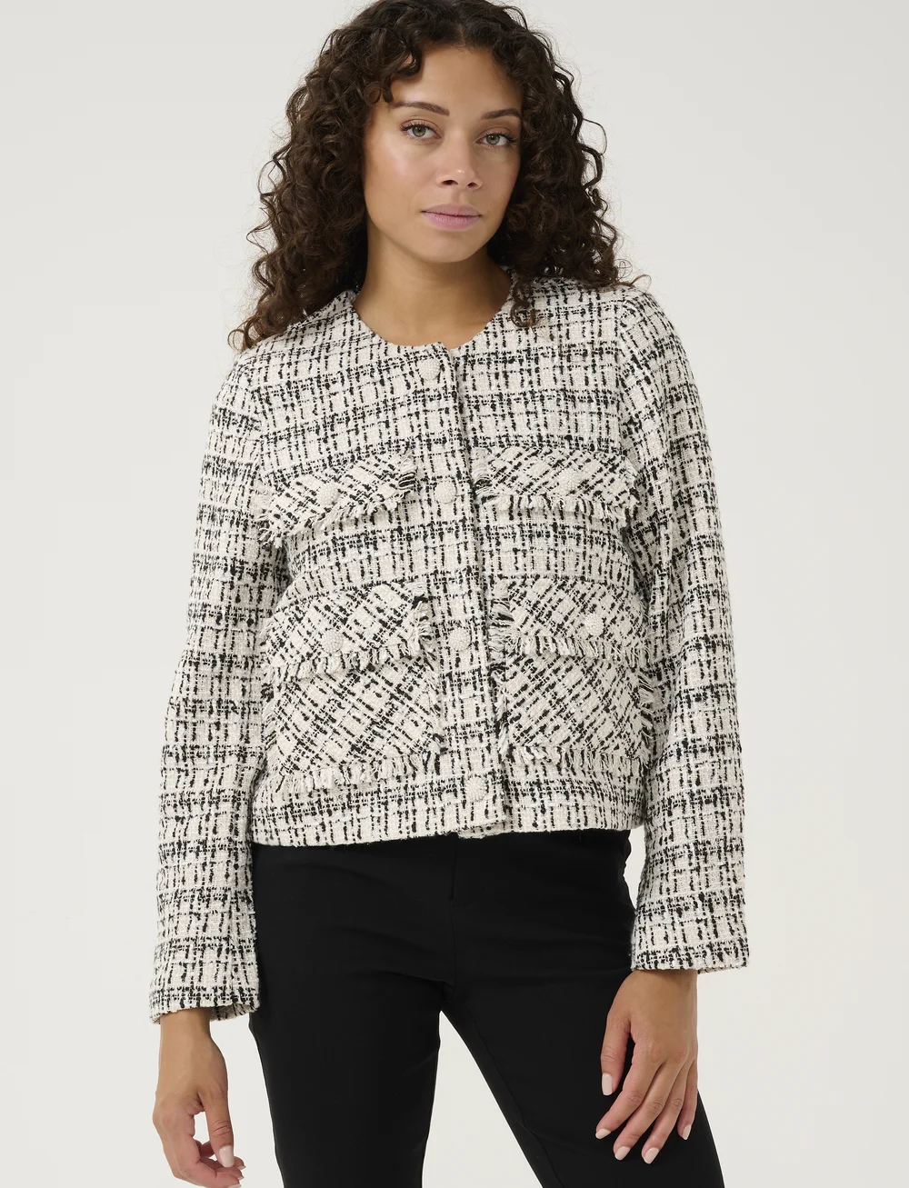 Culture - CUcoca Jacket - höstjackor - black/white check - 0