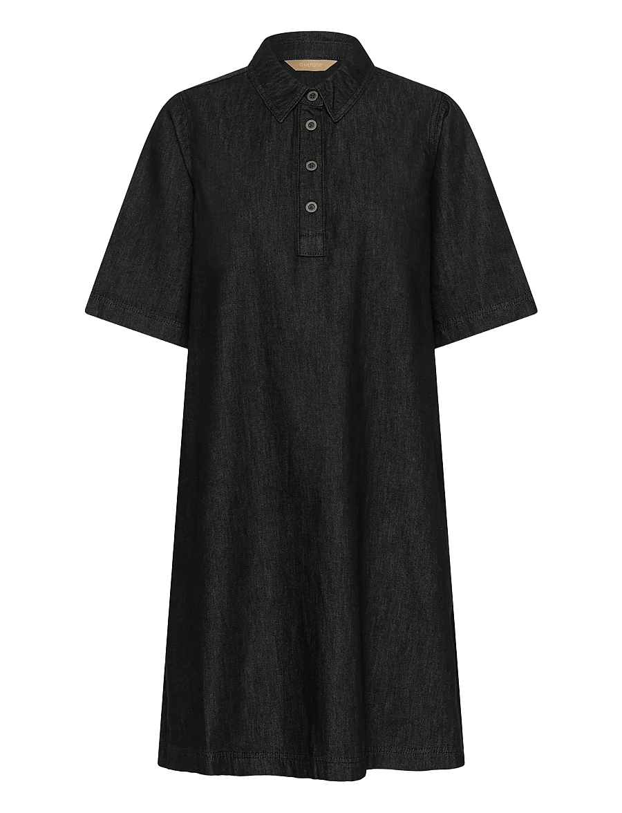 Culture - CUwinnie Arpa Dress - hemdkleider - black wash - 1