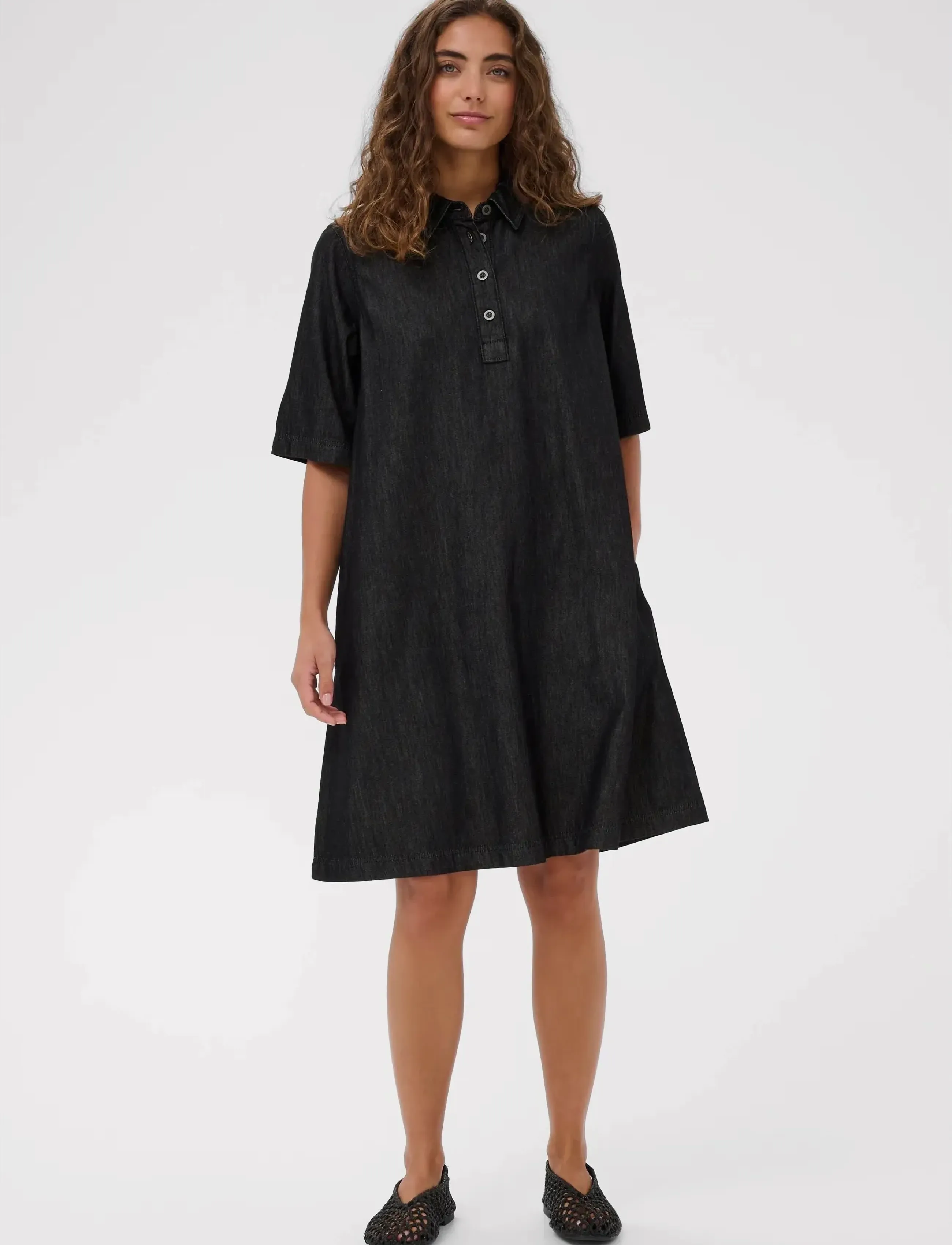 Culture - CUwinnie Arpa Dress - hemdkleider - black wash - 3