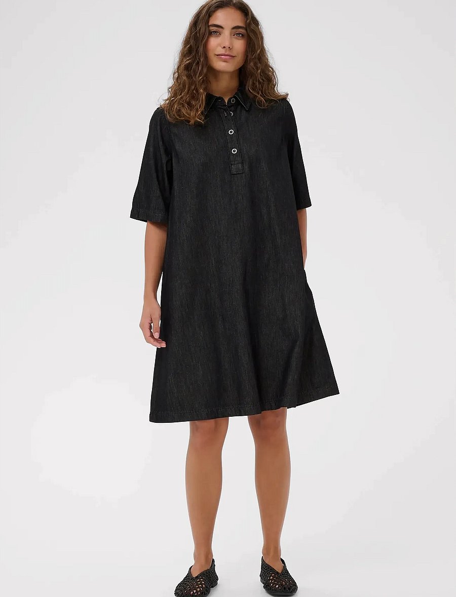 Culture - CUwinnie Arpa Dress - hemdkleider - black wash - 3