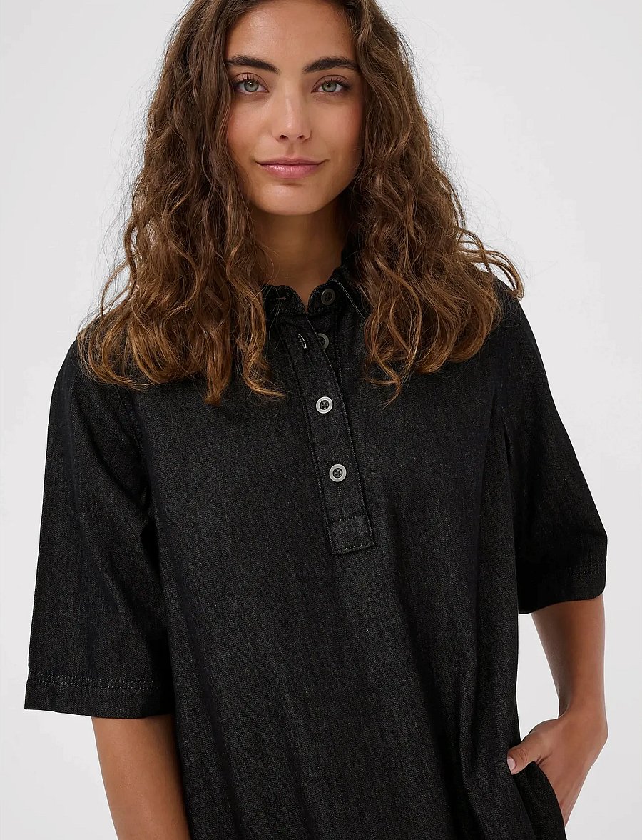 Culture - CUwinnie Arpa Dress - hemdkleider - black wash - 5