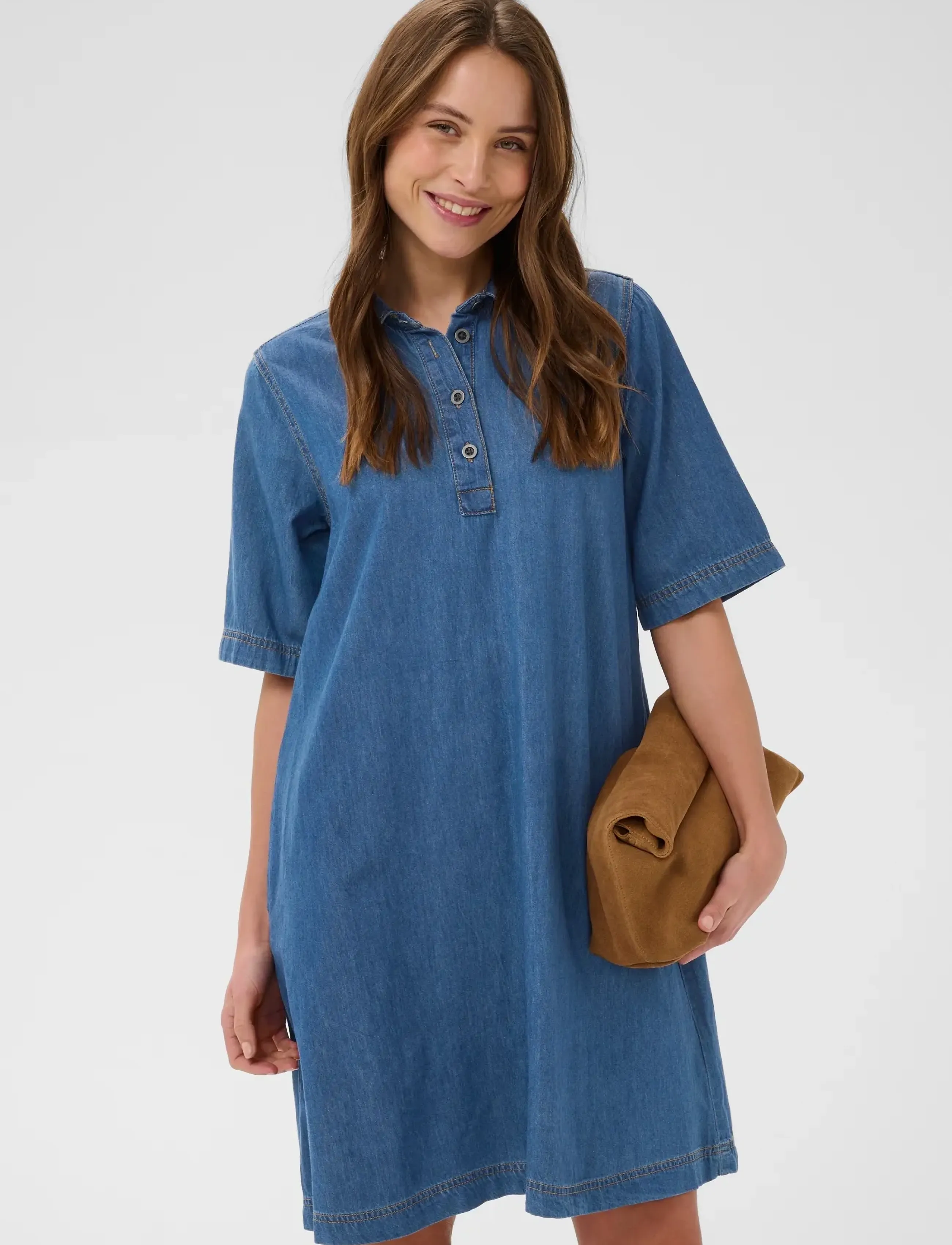 Culture Cuwinnie Arpa Dress, Kvinder, Denim Skjortekjole, Blå, Str: L