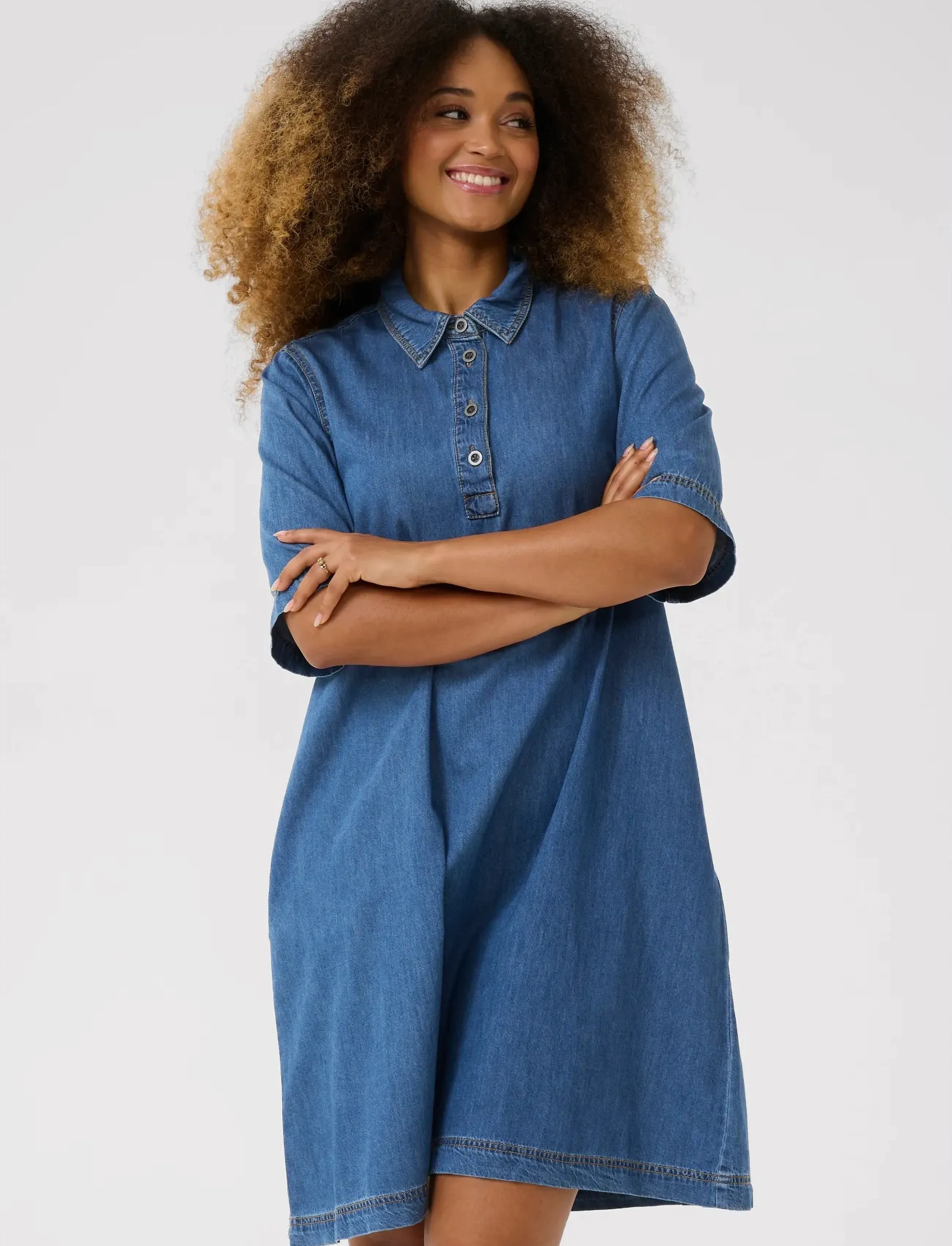 Culture CUwinnie Arpa Dress - Hemdkleider - DARK BLUE WASH / blue