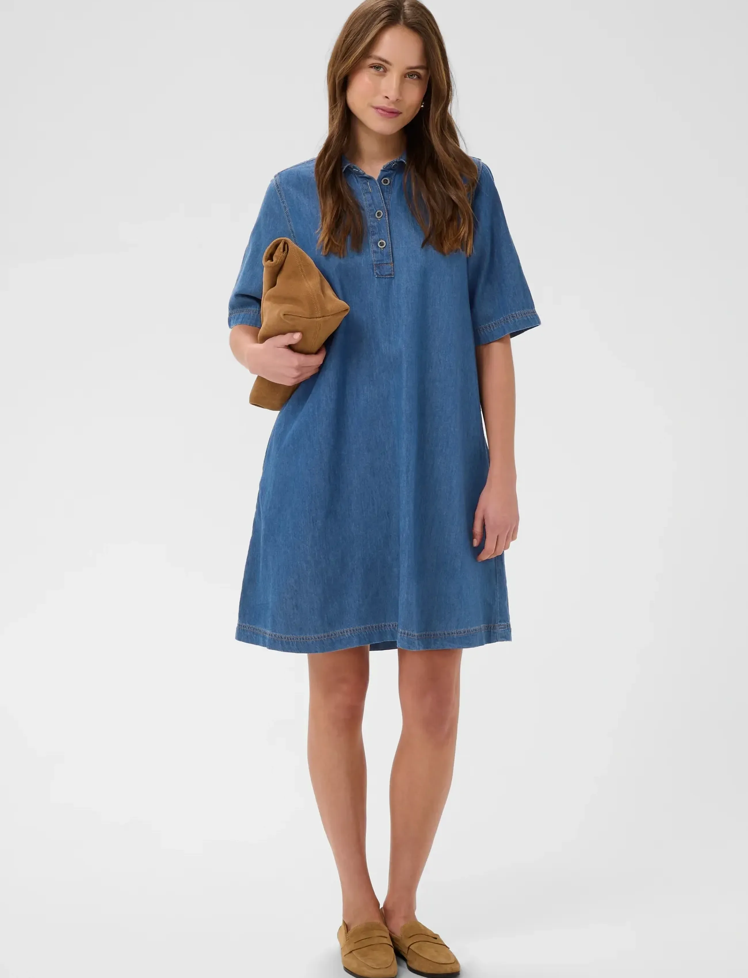 Culture - CUwinnie Arpa Dress - särkkleidid - dark blue wash - 3