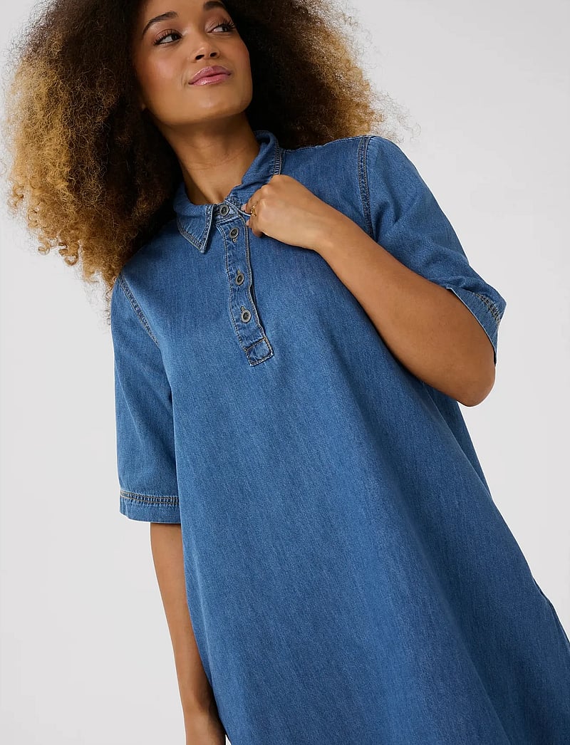 Culture - CUwinnie Arpa Dress - hemdkleider - dark blue wash - 5