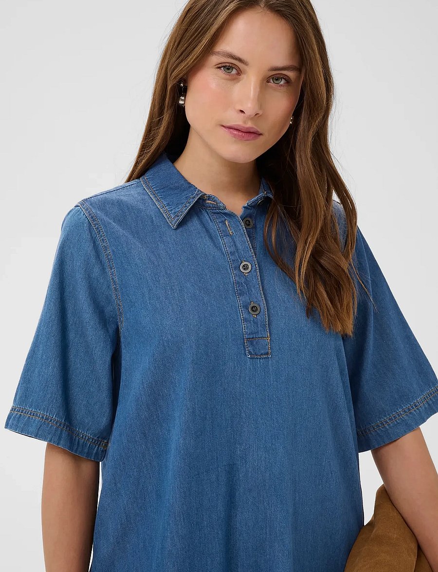Culture - CUwinnie Arpa Dress - hemdkleider - dark blue wash - 4