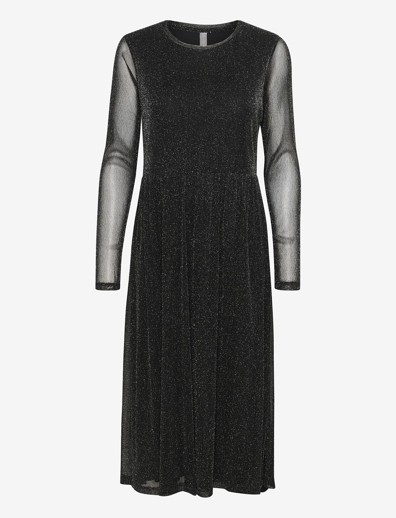 Culture - CUshiny Melida Dress - midi kjoler - black w/ silver lurex - 1
