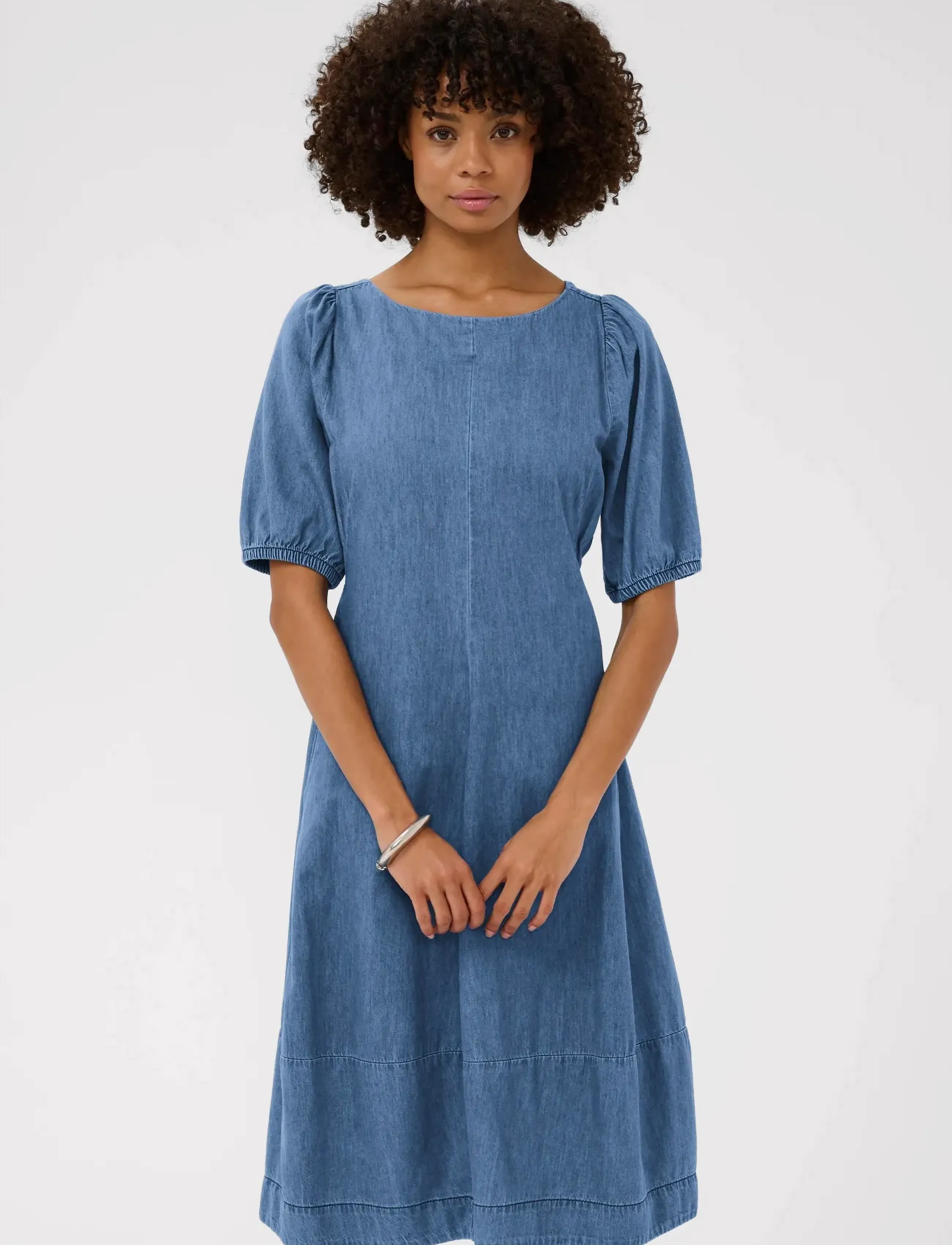 Culture CUriva Arpa SS Dress - Midikleider - DARK BLUE WASH / blue