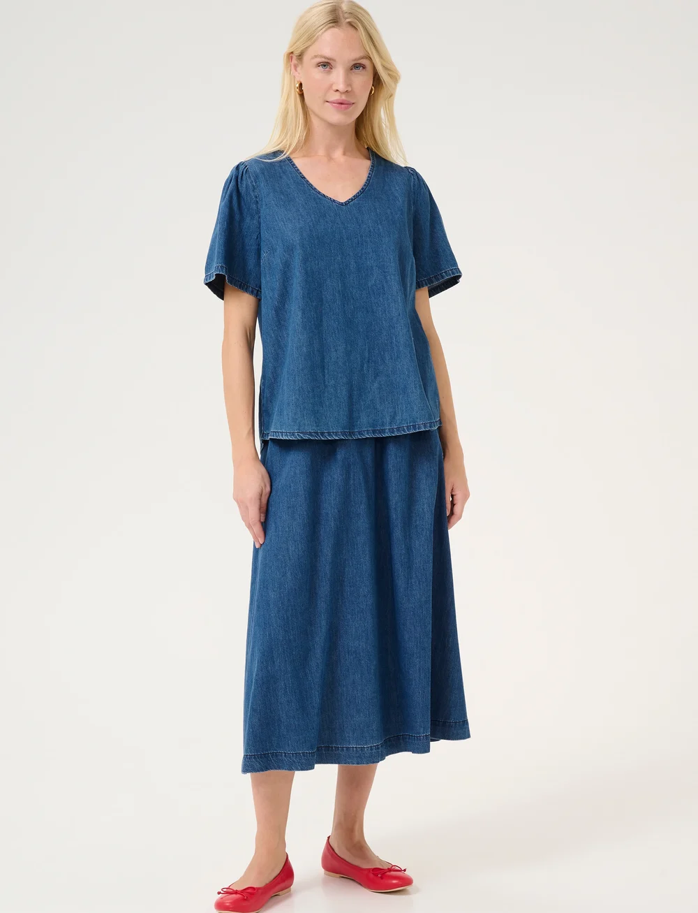 Culture - CUlivie Arpa SS Blouse - lühikeste varrukatega pluusid - dark blue wash - 3