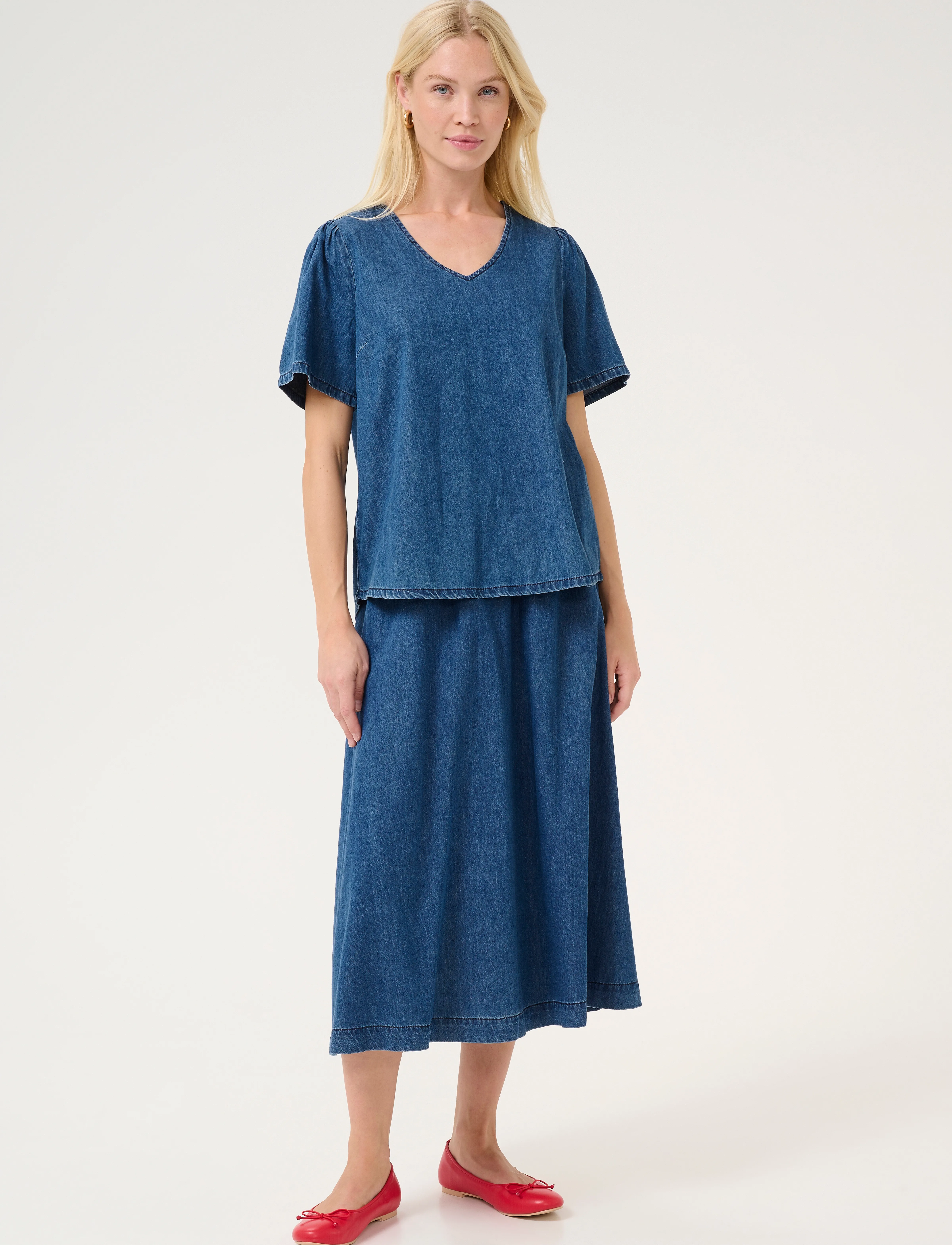 Culture - CUlivie Arpa SS Blouse - kurzämlige blusen - dark blue wash - 3