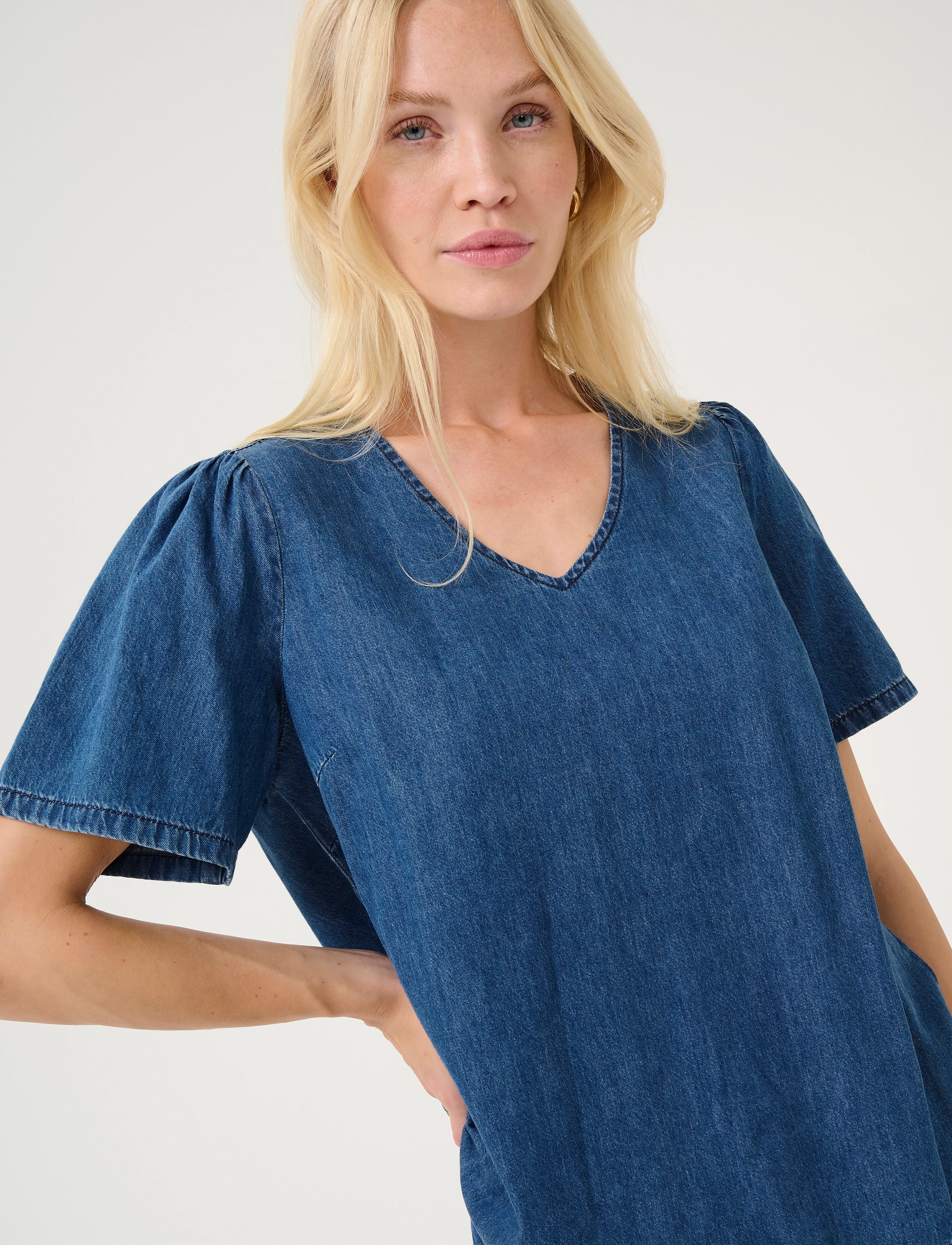 Culture - CUlivie Arpa SS Blouse - kurzämlige blusen - dark blue wash - 5