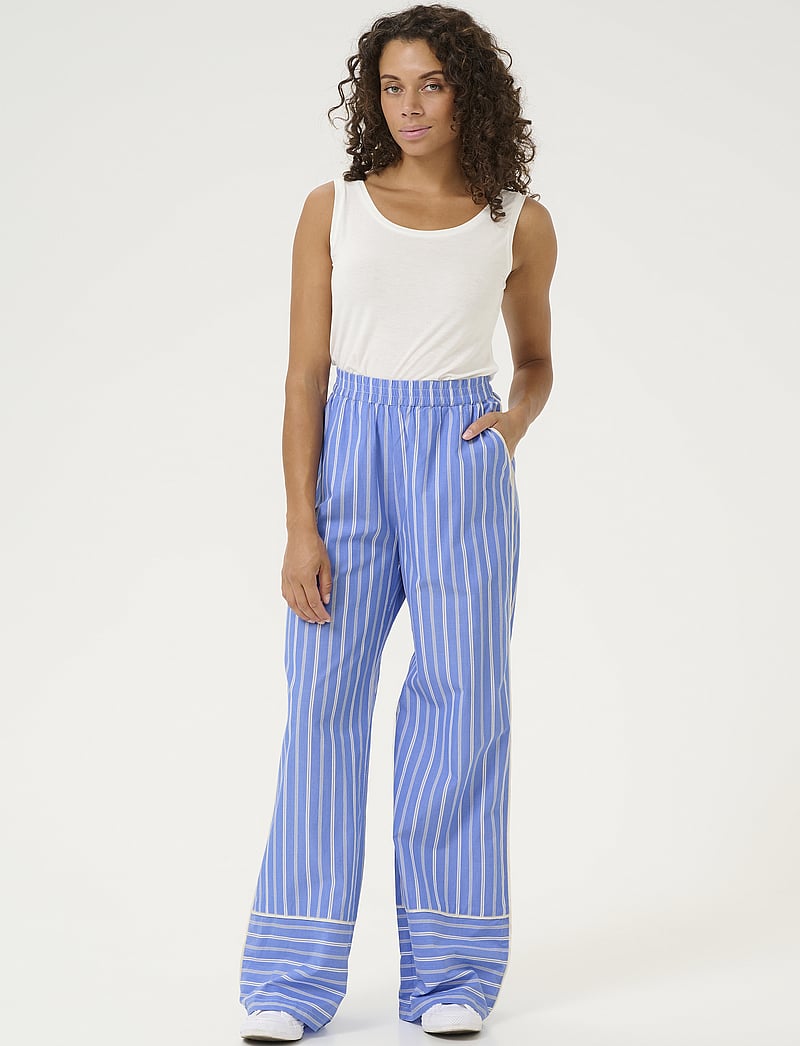 Culture - CUpetra Pants - plačios kelnės - blue stripe - 3