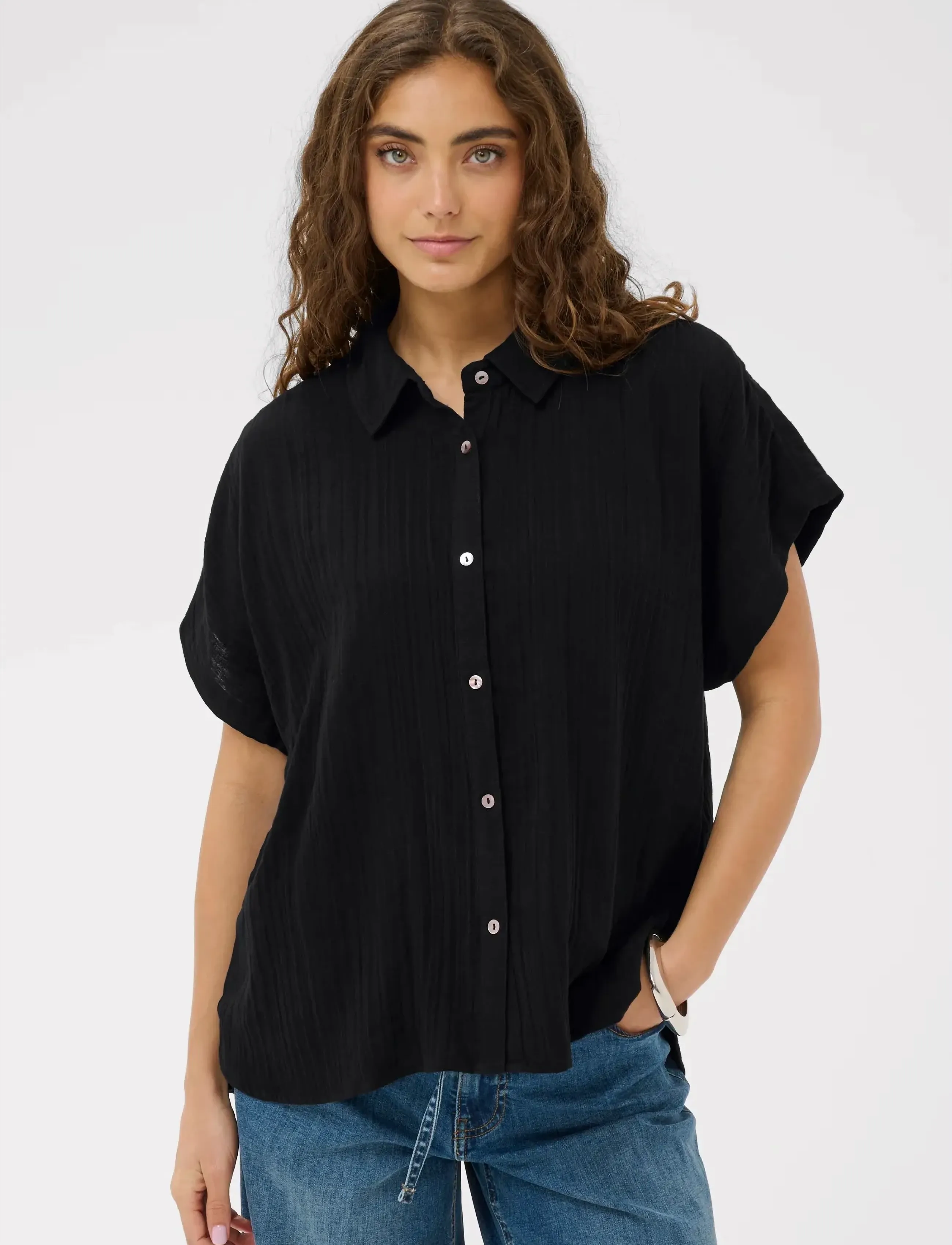 Culture Cumyra Elina Ss Shirt, Kvinder, Kortærmet Skjorte, Sort, Str: XS