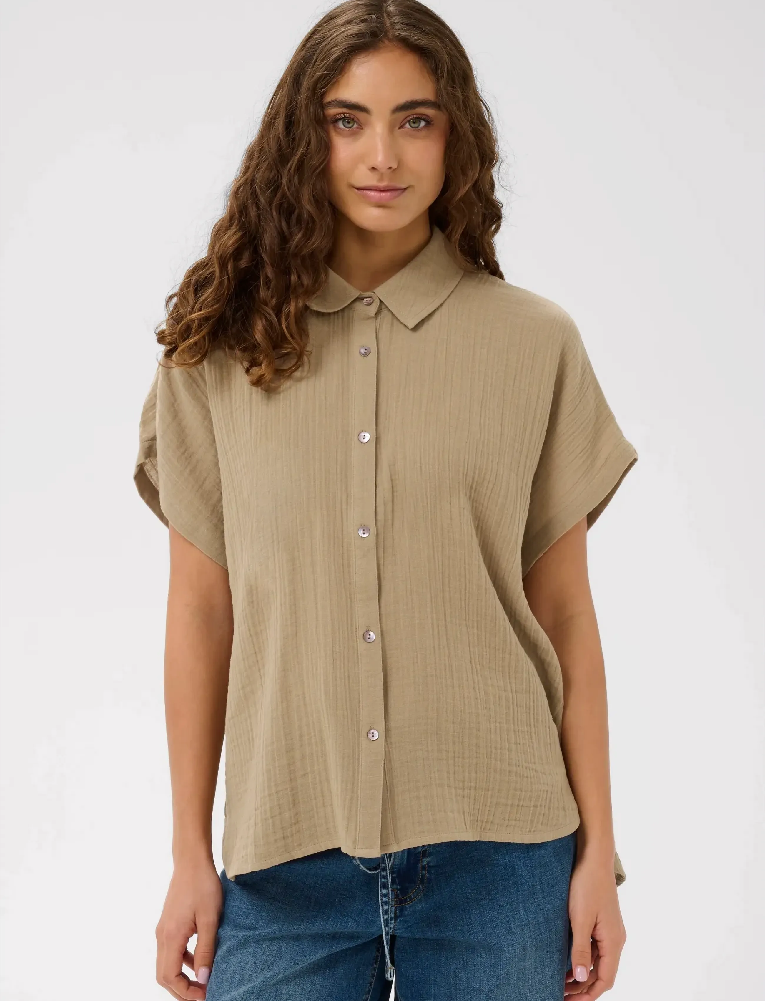 Culture CUmyra Elina SS Shirt - Shirts - DUNE / khaki/green