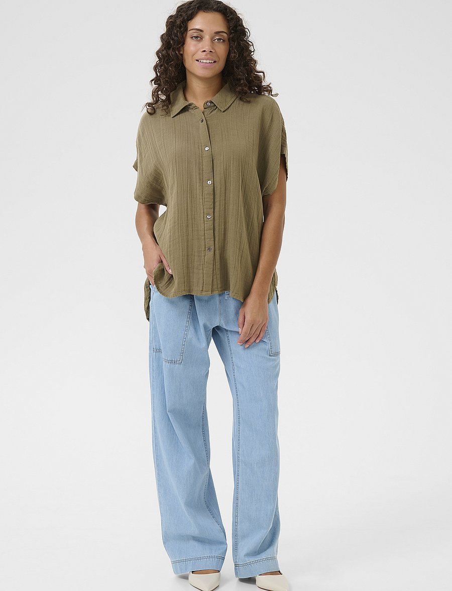 Culture - CUmyra Elina SS Shirt - overhemden met korte mouwen - dusky green - 3