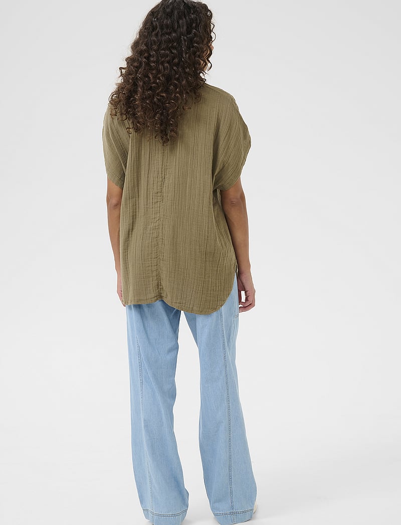 Culture - CUmyra Elina SS Shirt - kortärmade skjortor - dusky green - 4