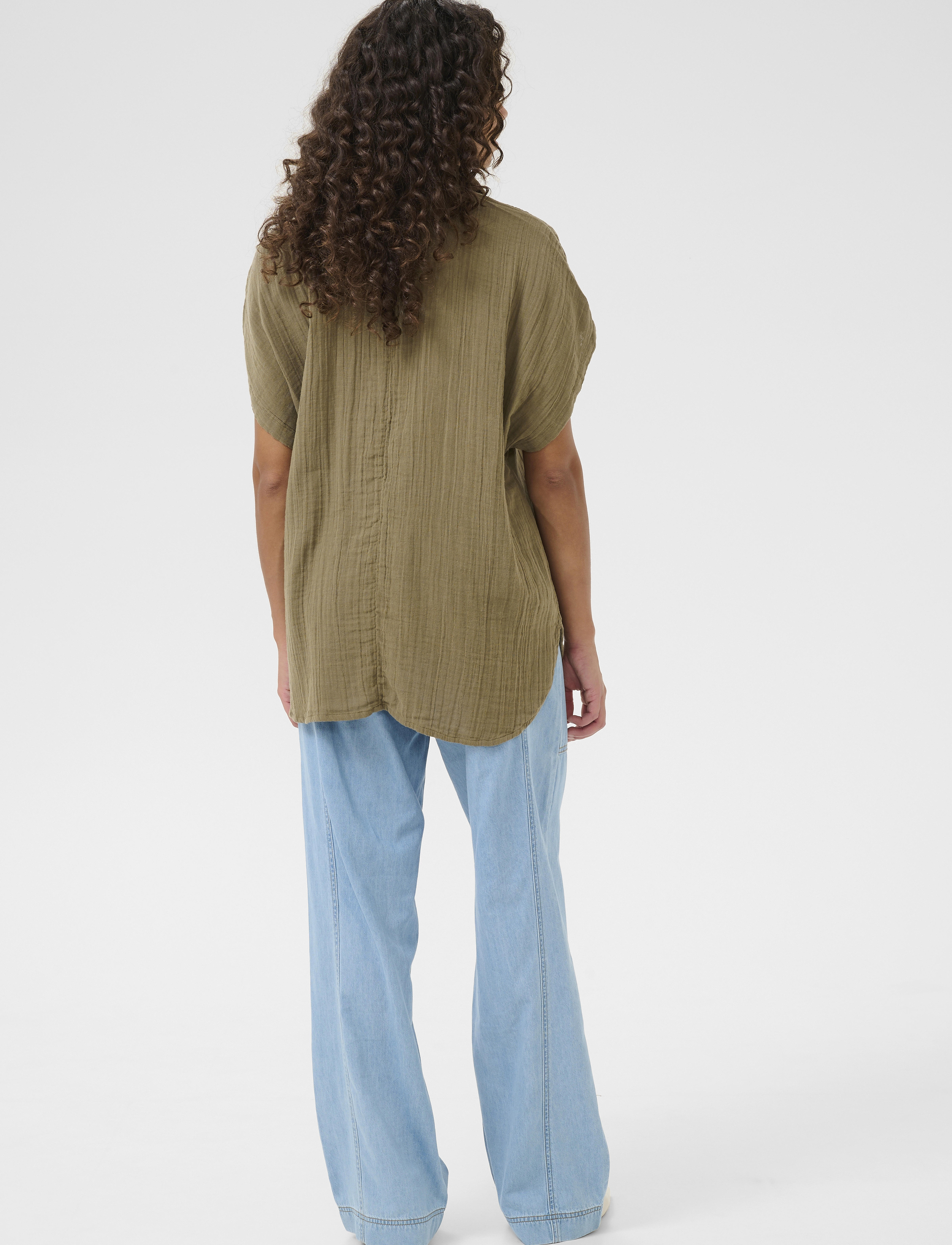 Culture - CUmyra Elina SS Shirt - short-sleeved shirts - dusky green - 4
