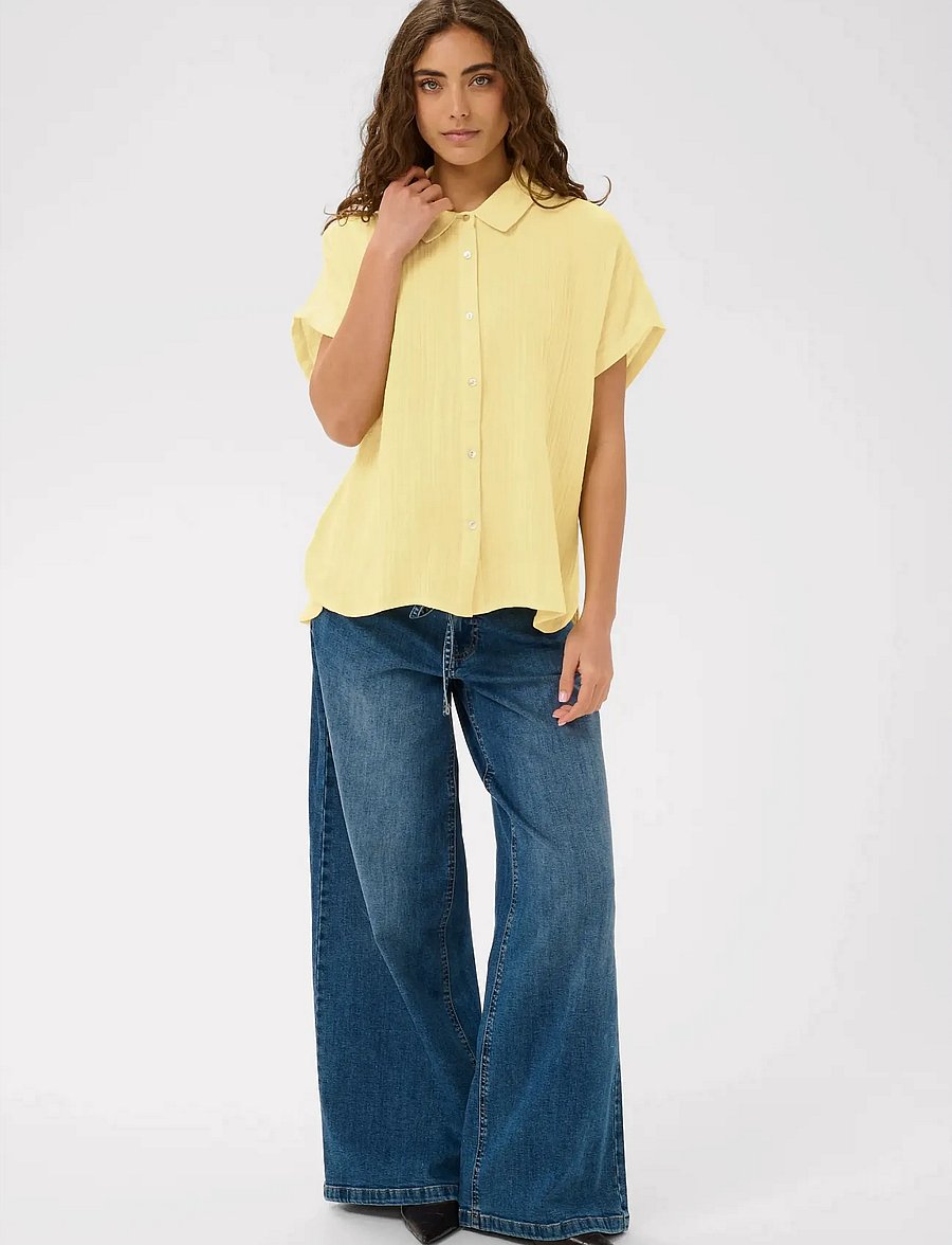 Culture - CUmyra Elina SS Shirt - kurzärmlige hemden - lemon meringue - 3