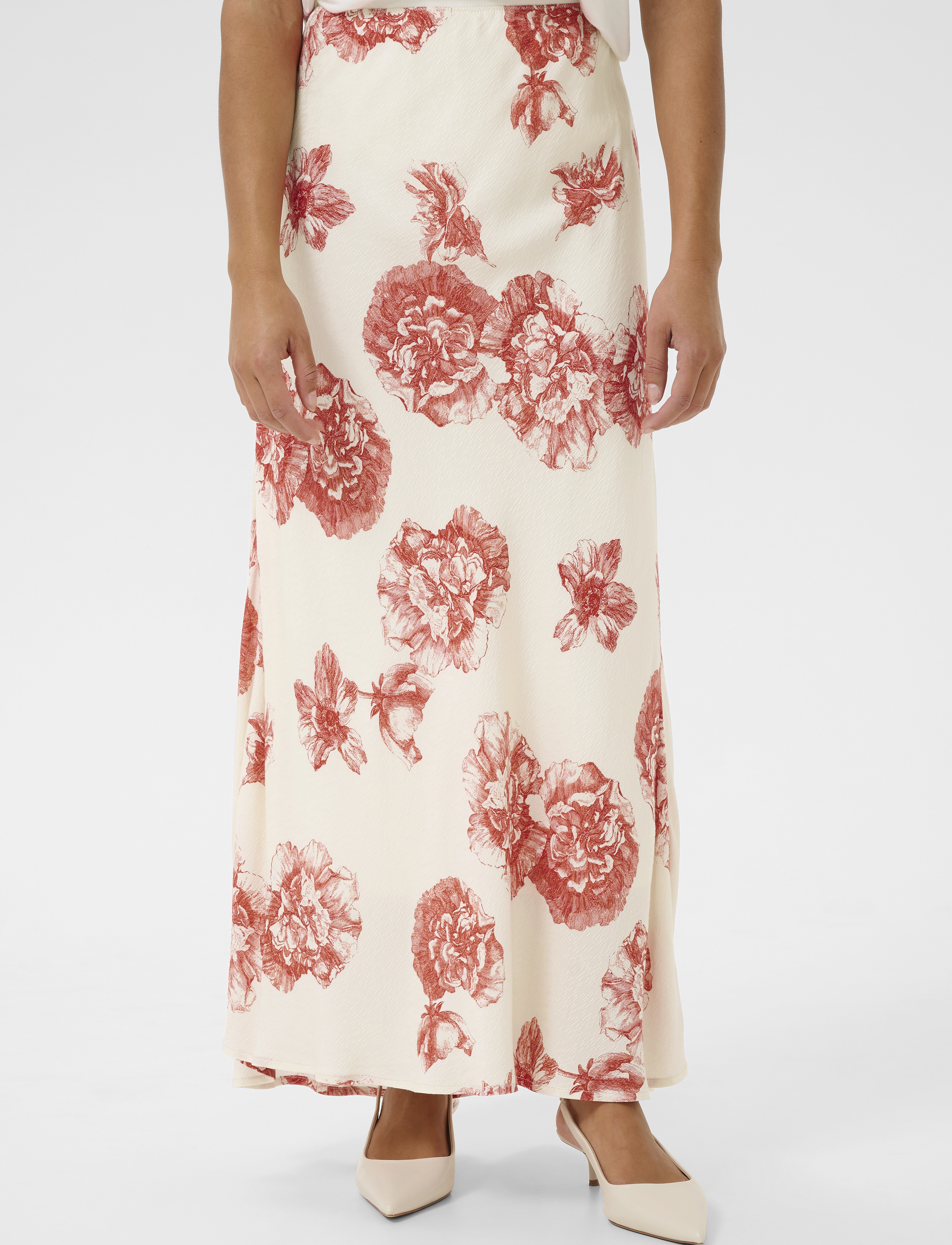 Culture CUalexa Skirt - Maxi nederdele - OFFWHITE/RED FLOWER / white