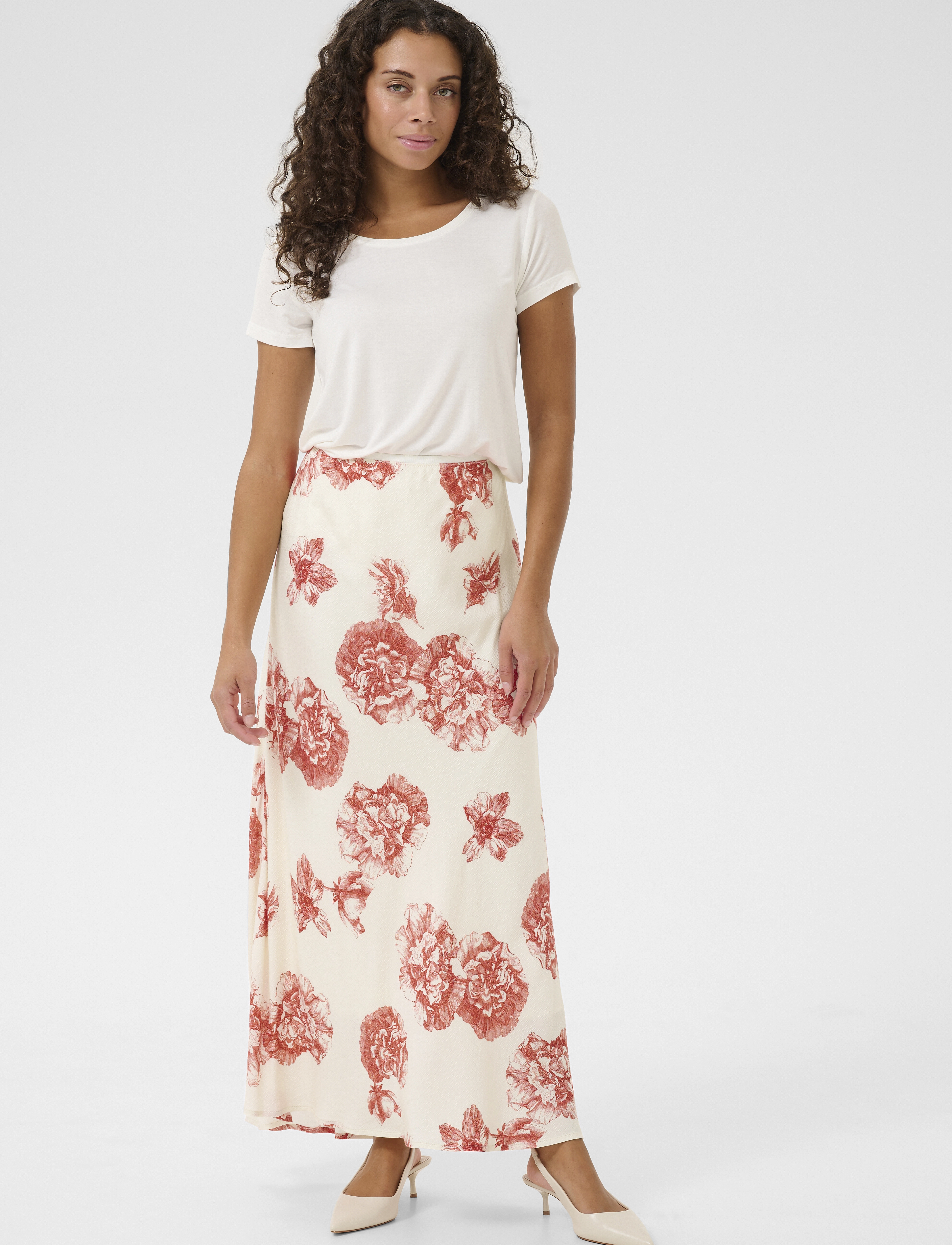Culture - CUalexa Skirt - maxi röcke - offwhite/red flower - 3