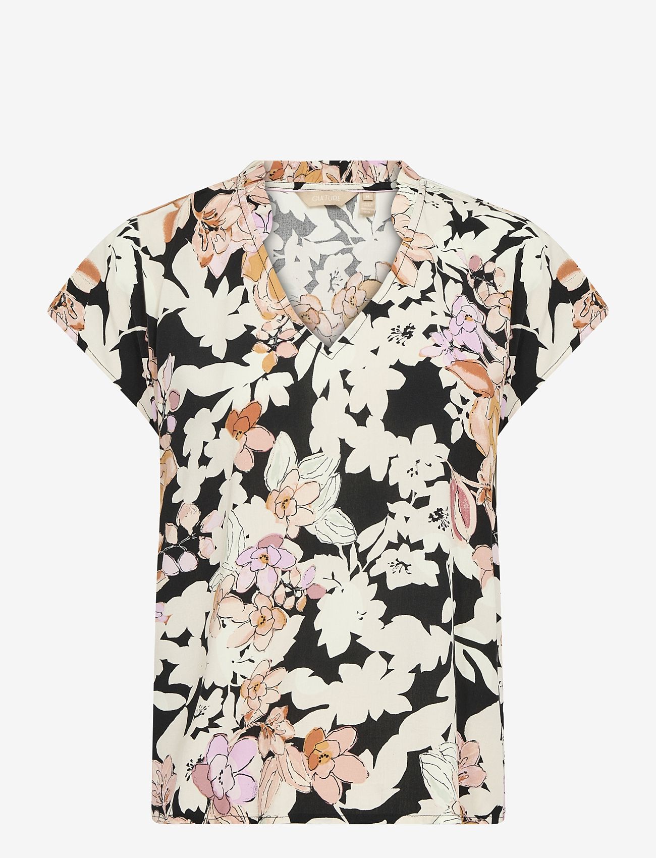 Culture - CUaudrey Bello Capsleeve - t-shirts - orange/pink flower - 1