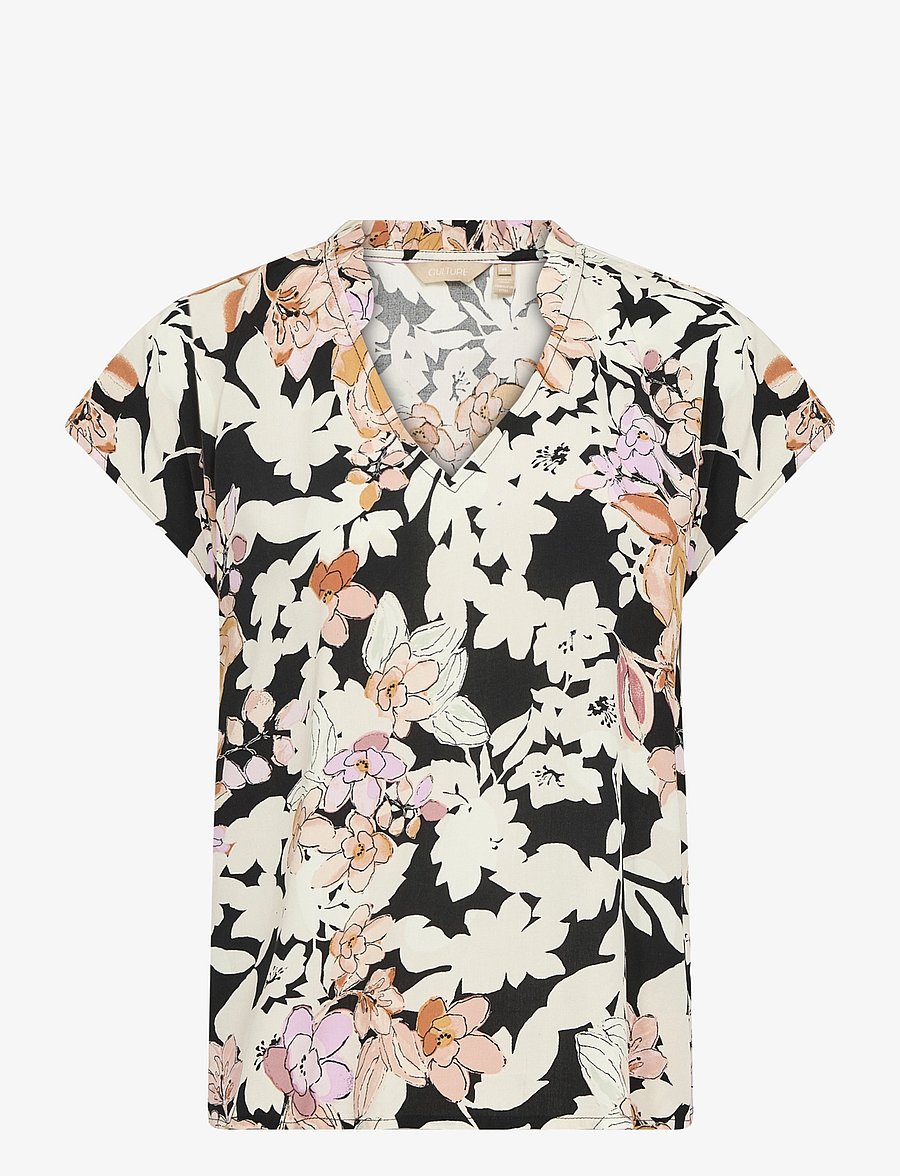 Culture - CUaudrey Bello Capsleeve - t-shirts - orange/pink flower - 1
