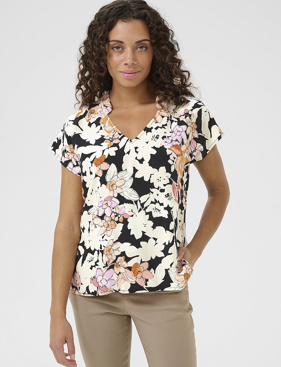 Culture - CUaudrey Bello Capsleeve - t-shirts - orange/pink flower - 0