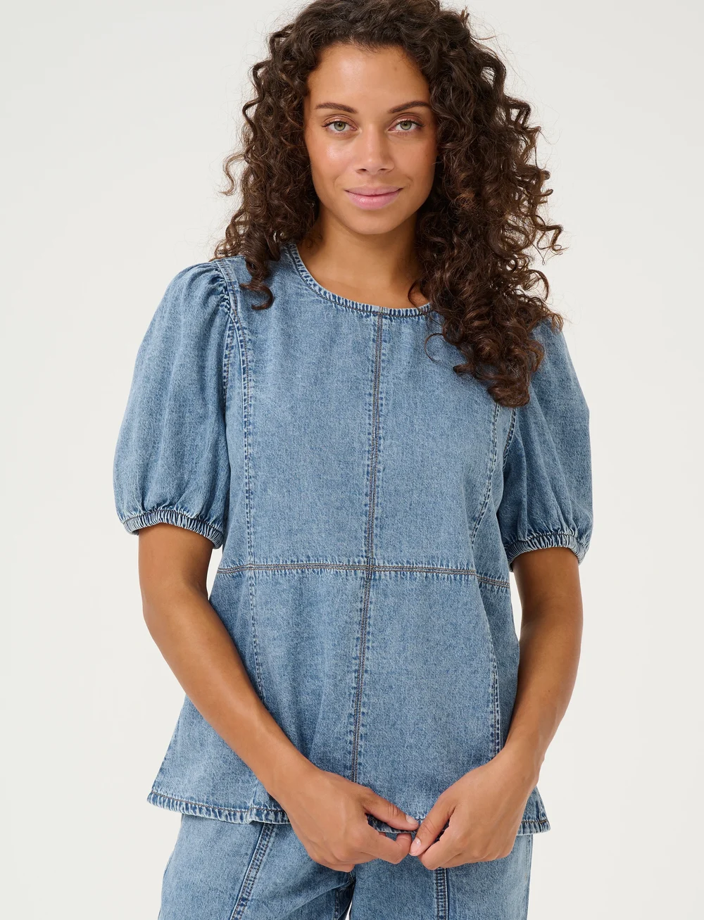 Culture - CUadele Arpa Blouse - short-sleeved blouses - blue stone wash - 0