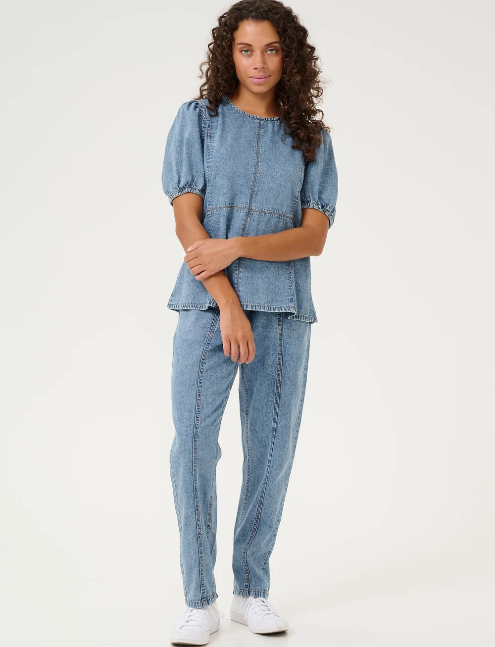 Culture - CUadele Arpa Blouse - short-sleeved blouses - blue stone wash - 3