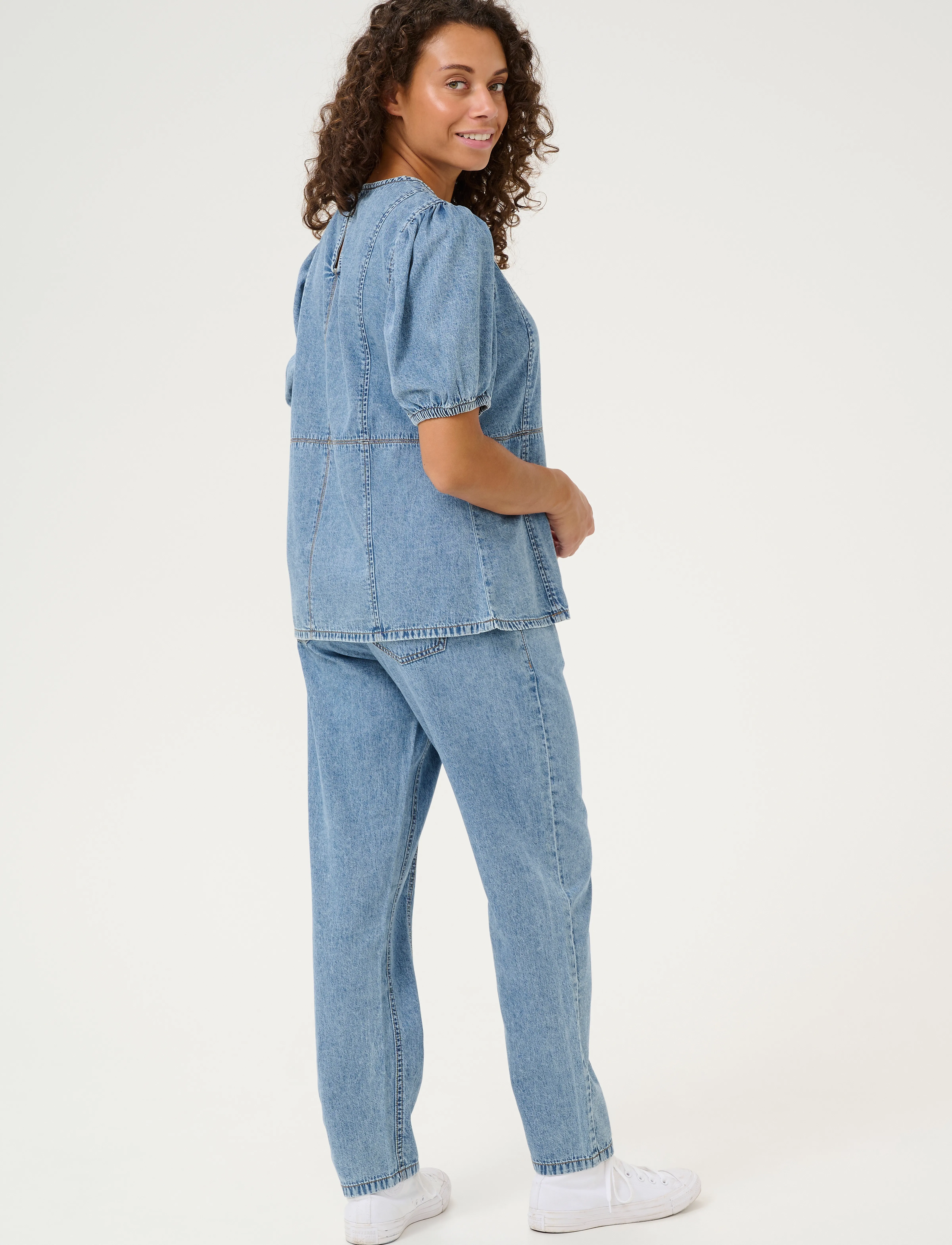Culture - CUadele Arpa Blouse - palaidinės trumpomis rankovėmis - blue stone wash - 4