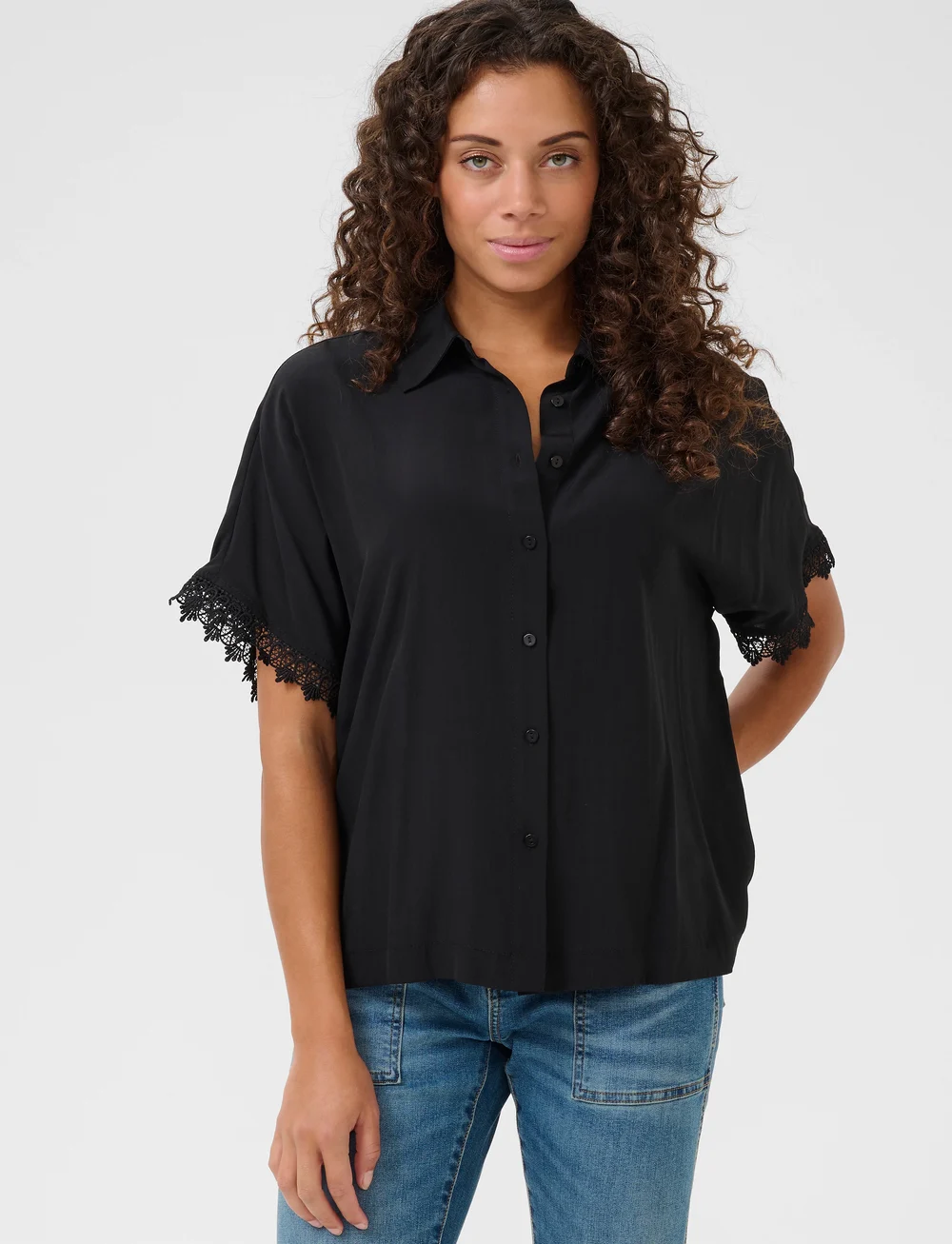 Culture - CUcian Asmine SS Shirt - kurzämlige blusen - black - 0