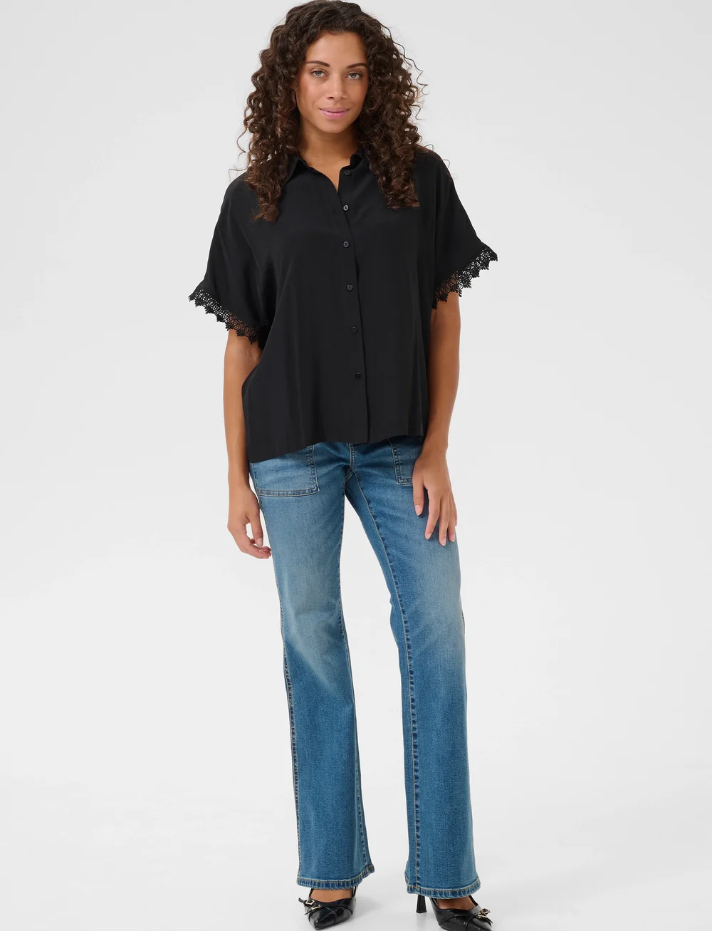 Culture - CUcian Asmine SS Shirt - kurzämlige blusen - black - 3