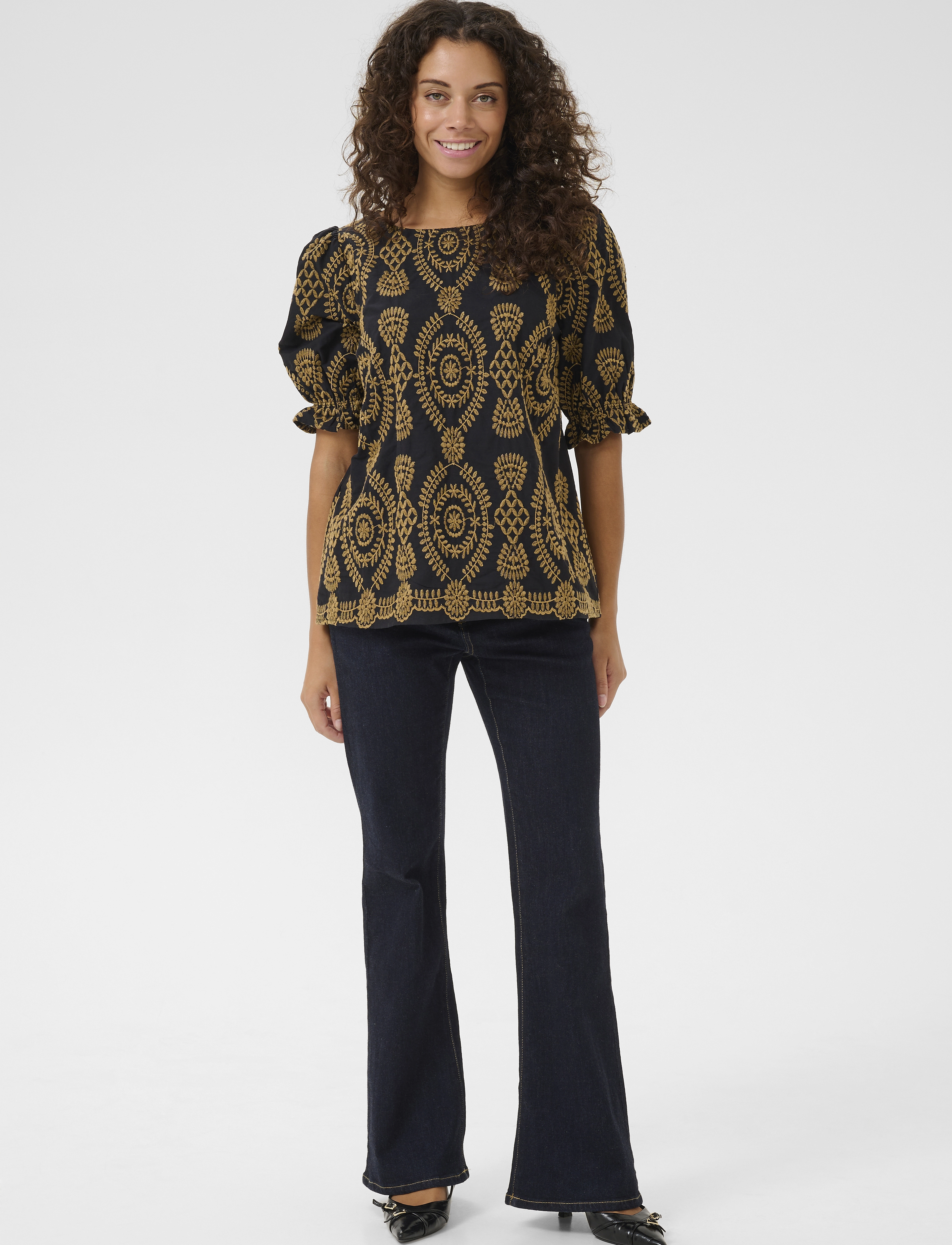 Culture - CUtia Aidy Blouse - kortärmade blusar - black - 3