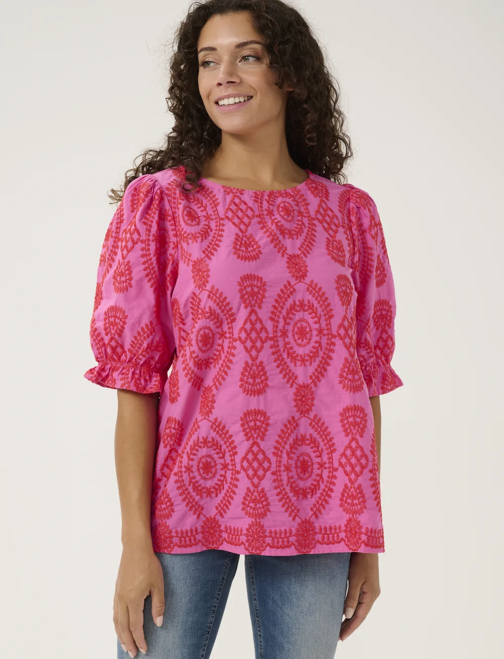 Culture - CUtia Aidy Blouse - kortärmade blusar - fuchsia pink - 0