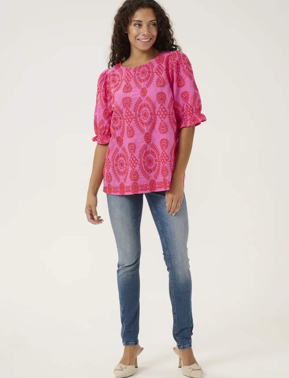 Culture - CUtia Aidy Blouse - kortärmade blusar - fuchsia pink - 3