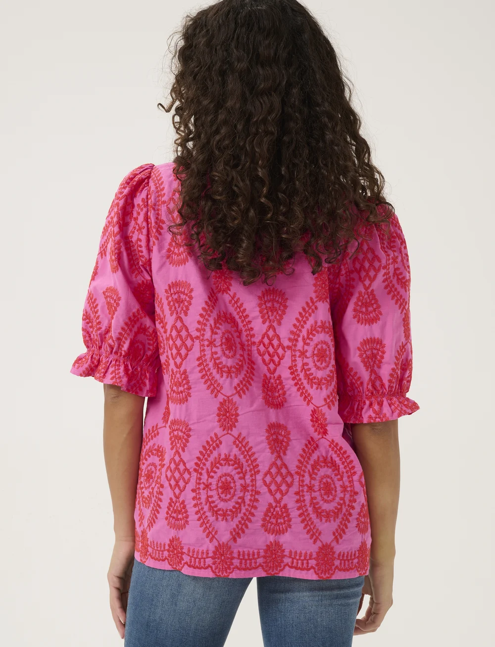 Culture - CUtia Aidy Blouse - kortärmade blusar - fuchsia pink - 4