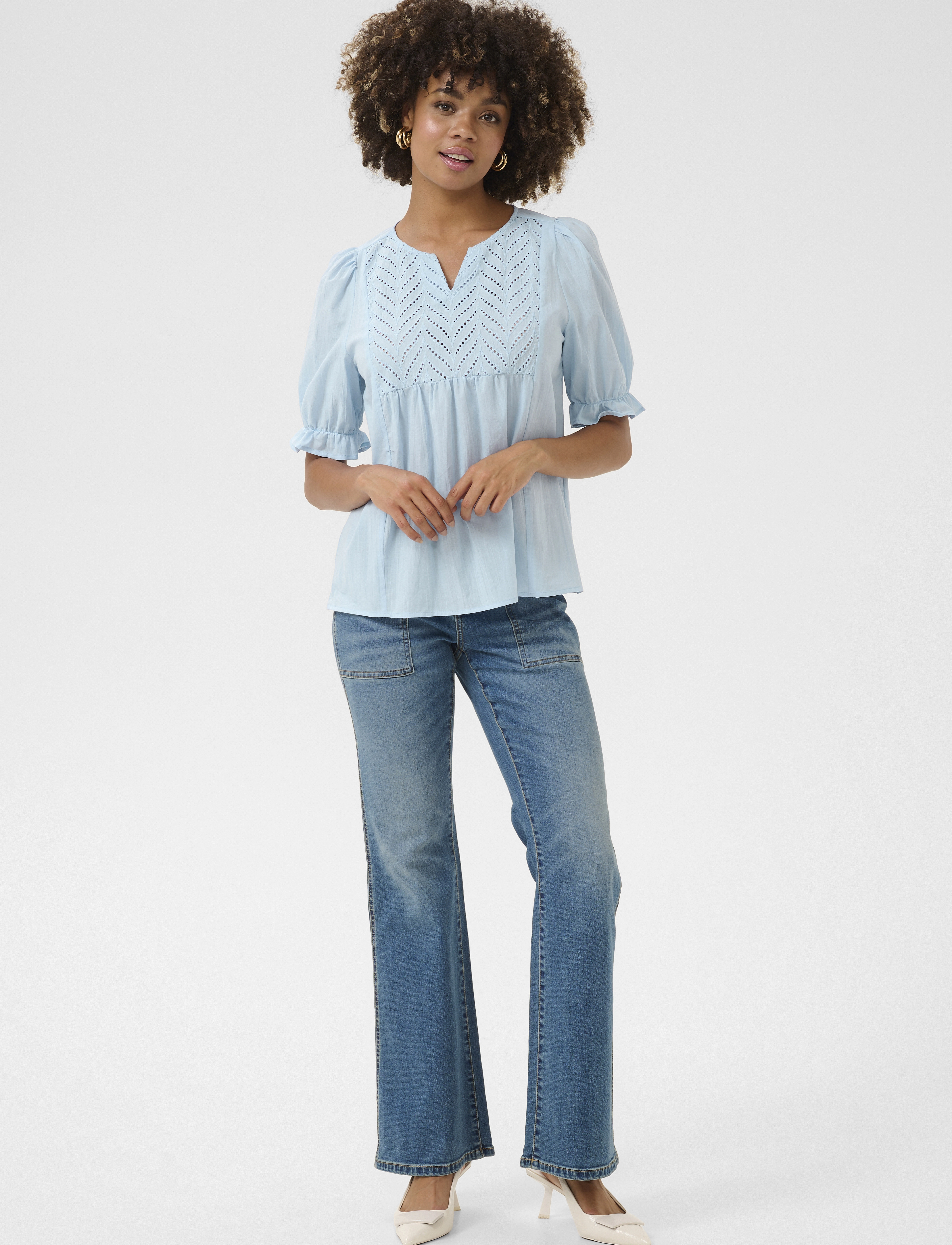 Culture - CUmuxi Toril Blouse - kortærmede bluser - cashmere blue - 3